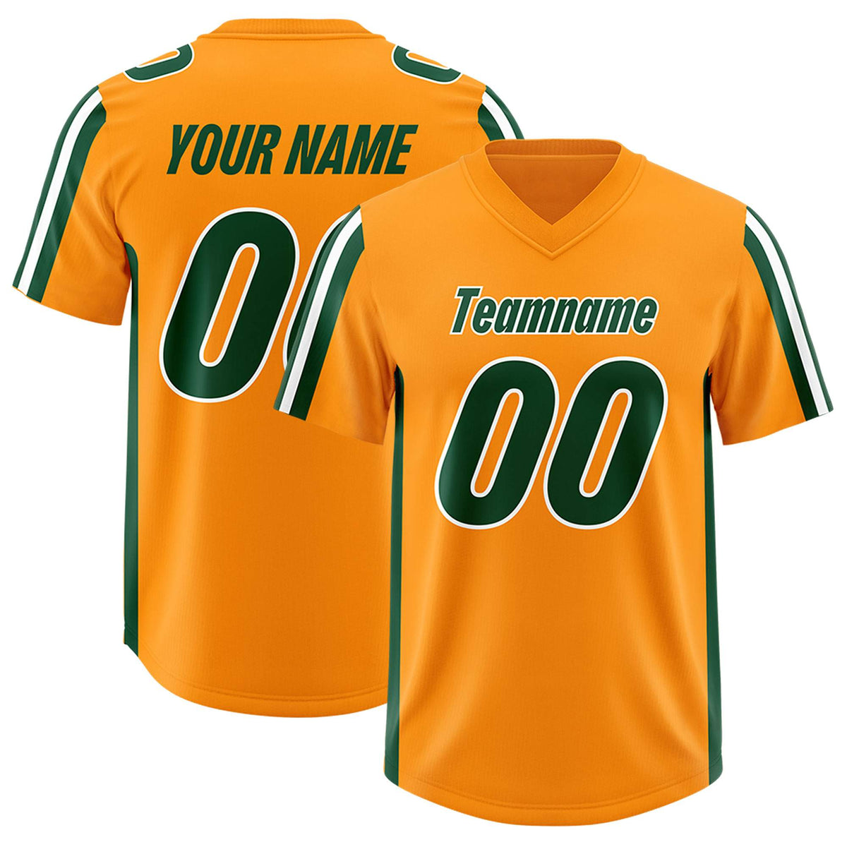 Custom Orange Green and White Side Stripe Pattern Authentic Football Jersey