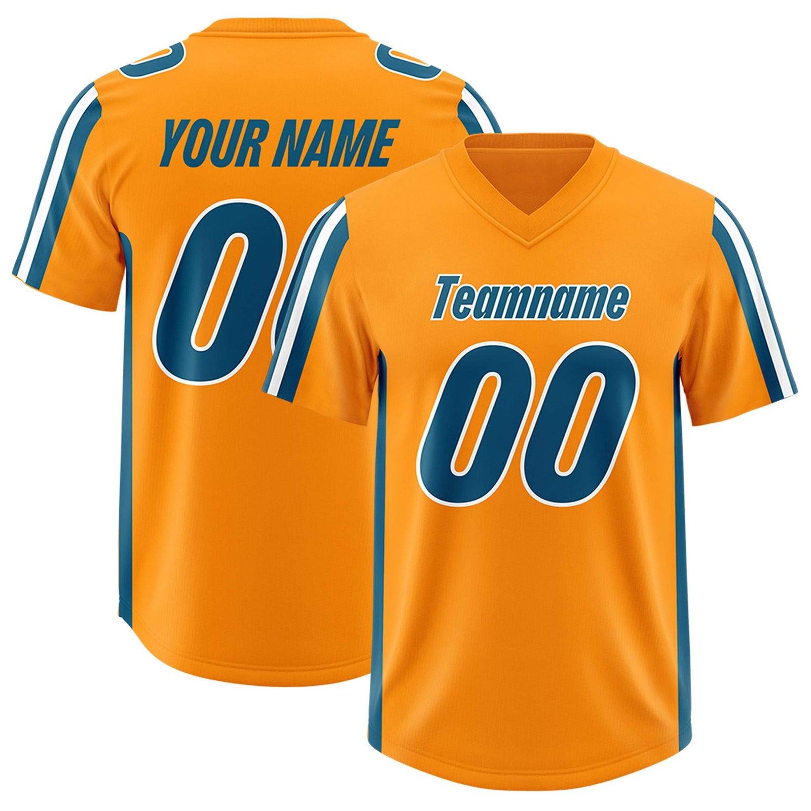 Custom Orange Panther Blue and White Side Stripe Pattern Authentic Football Jersey