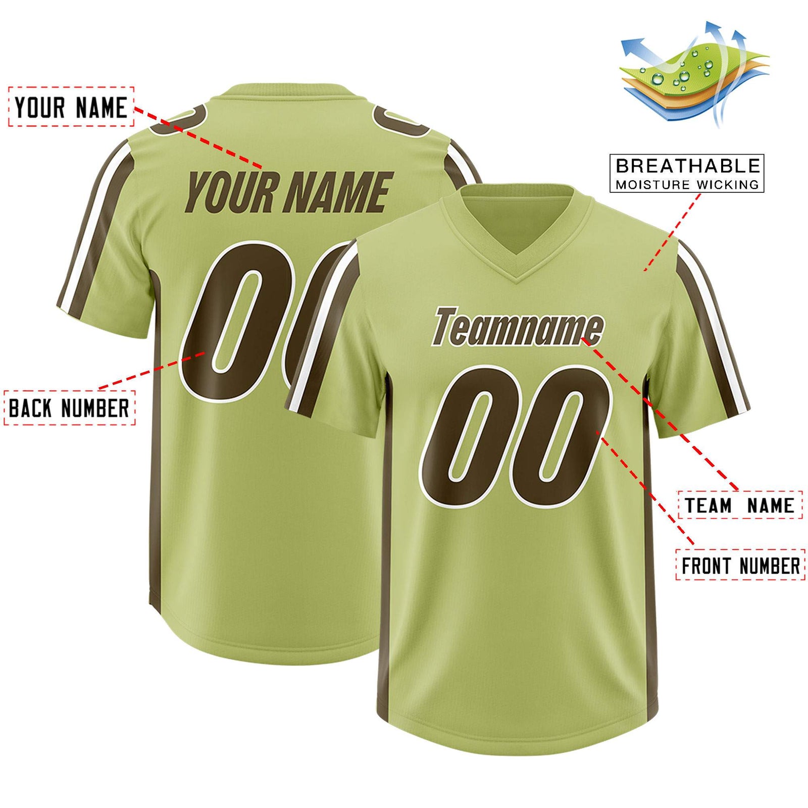Custom Champagne Olive and White Side Stripe Pattern Authentic Football Jersey