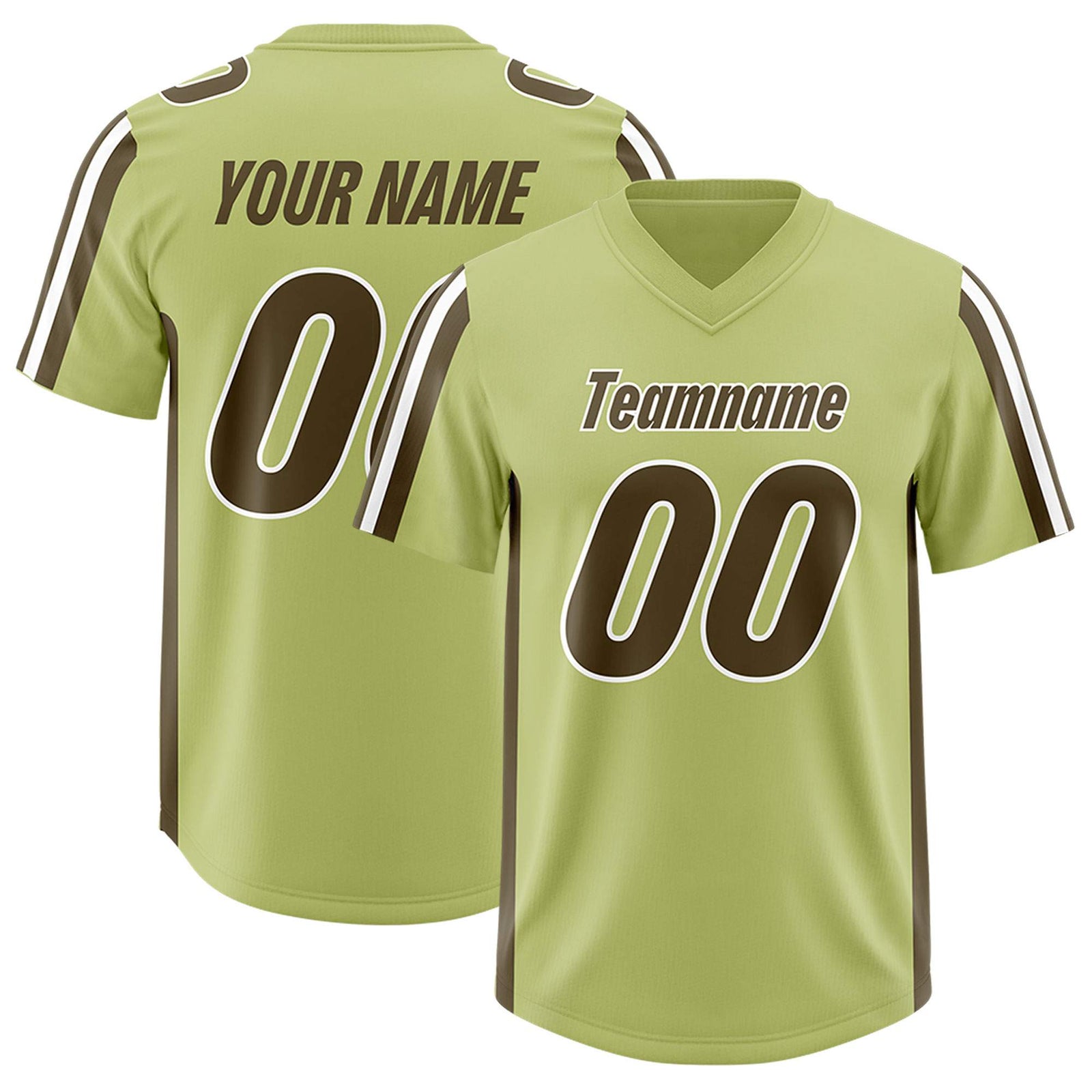 Custom Champagne Olive and White Side Stripe Pattern Authentic Football Jersey