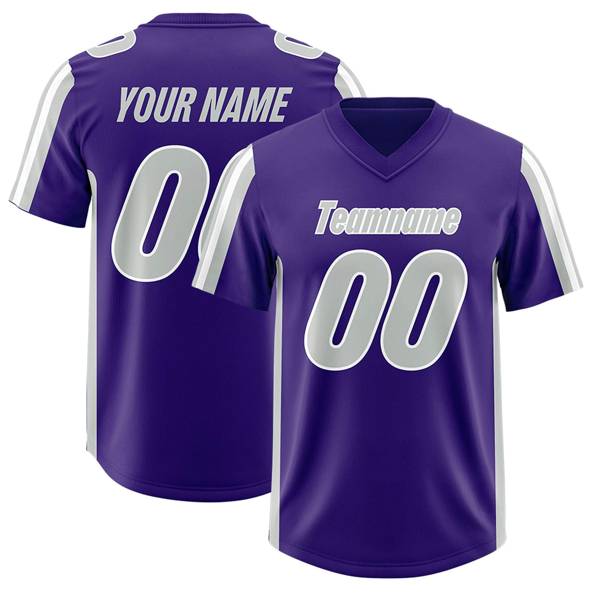 Custom Purple Gray and White Side Stripe Pattern Authentic Football Jersey