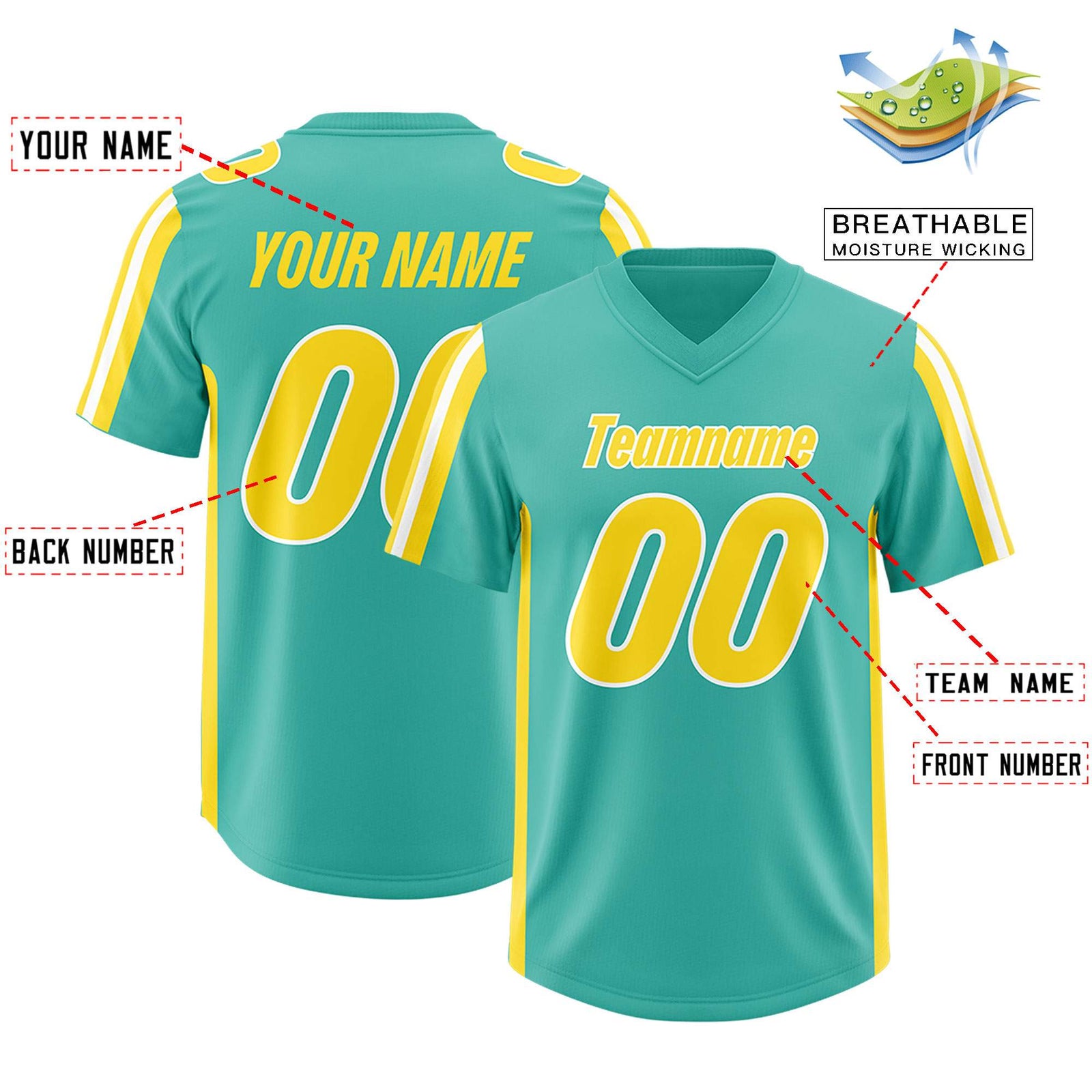 Custom Bright Green Gold and White Side Stripe Pattern Authentic Football Jersey
