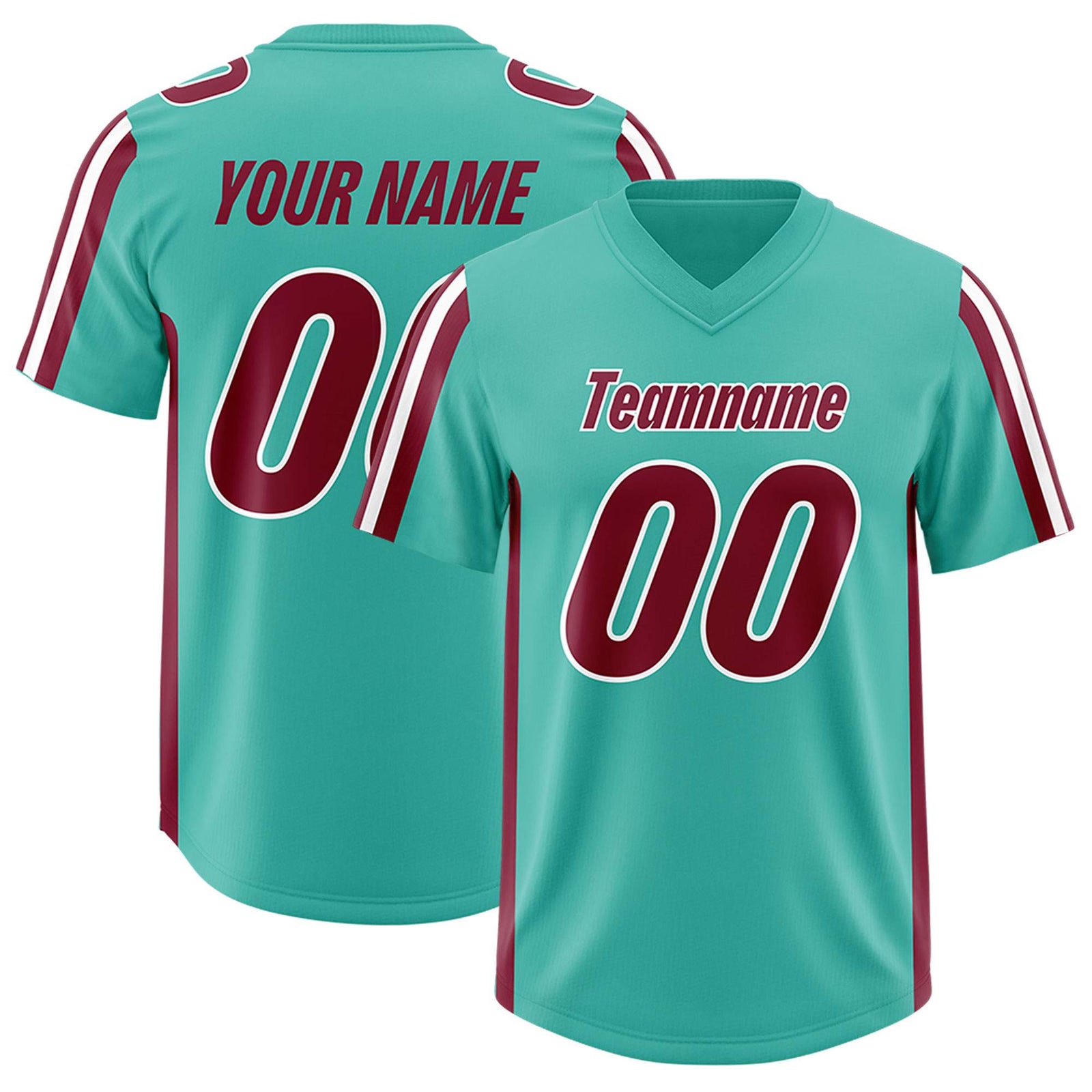 Custom Bright Green Crimson and White Side Stripe Pattern Authentic Football Jersey