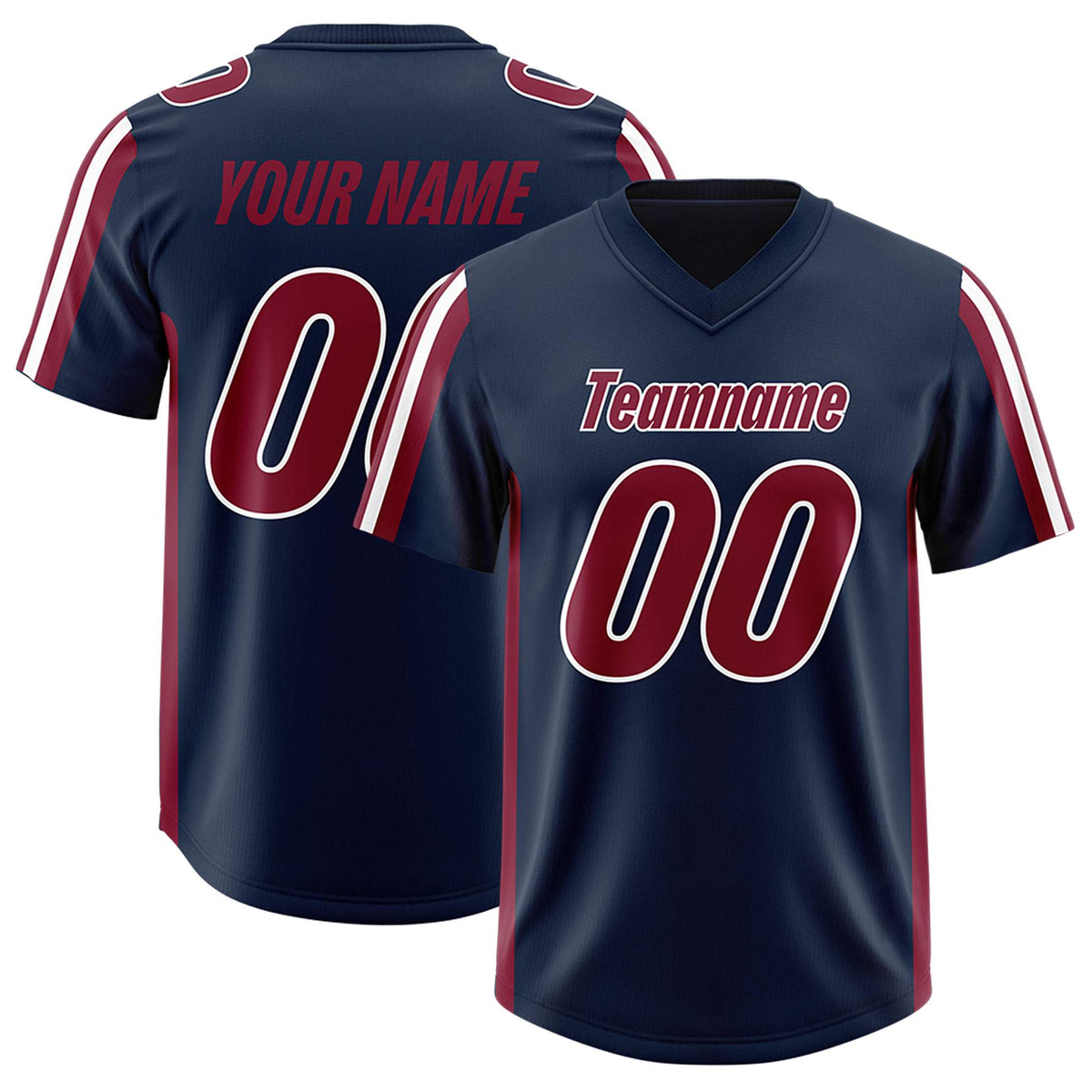 Custom Navy Cardinal and White Side Stripe Pattern Authentic Football Jersey