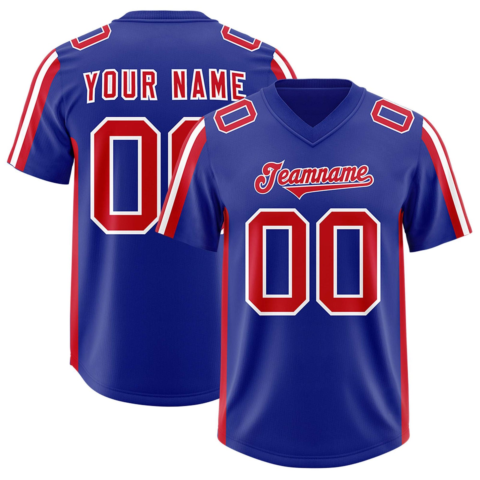 Custom Royal Red and White Side Stripe Pattern Authentic Football Jersey