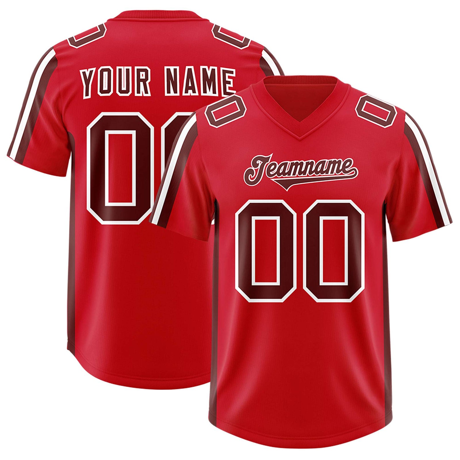 Custom Red Cardinal and White Side Stripe Pattern Authentic Football Jersey