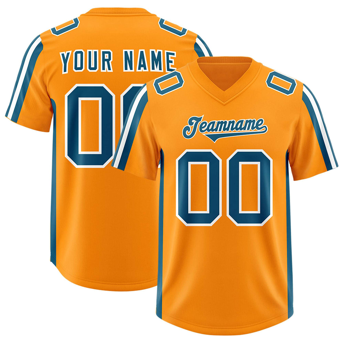Custom Orange Panther Blue and White Side Stripe Pattern Authentic Football Jersey