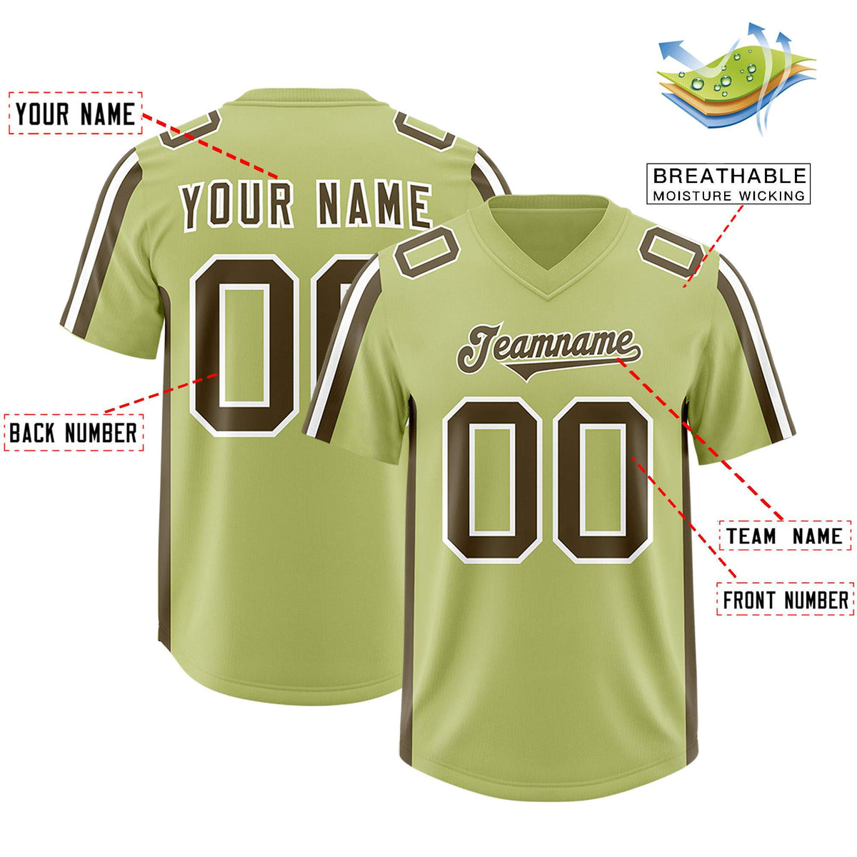 Custom Champagne Olive and White Side Stripe Pattern Authentic Football Jersey