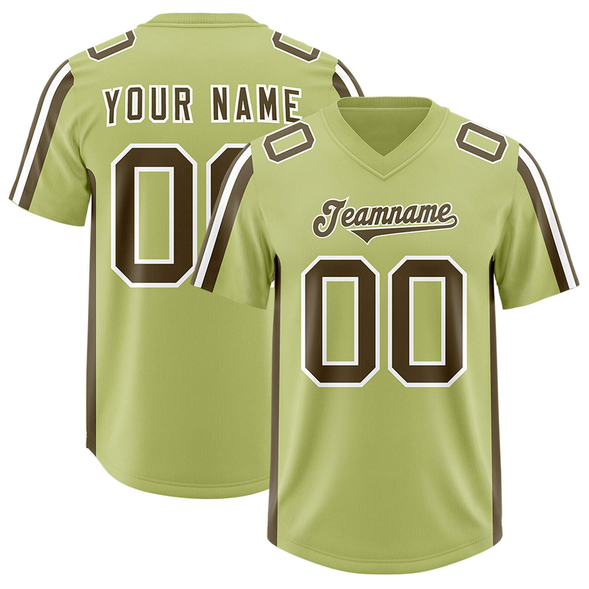 Custom Champagne Olive and White Side Stripe Pattern Authentic Football Jersey