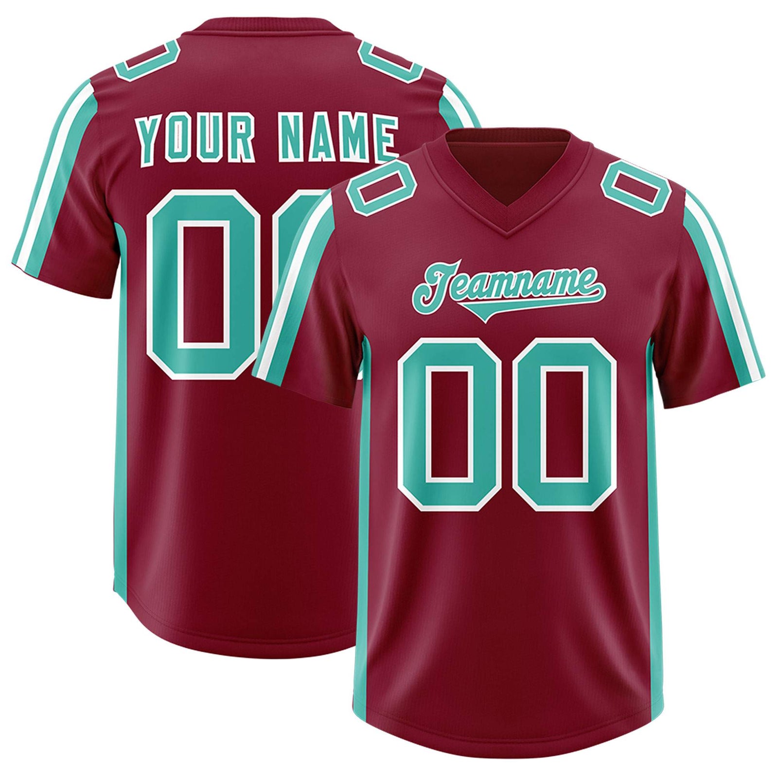 Custom Crimson Bright Green and White Side Stripe Pattern Authentic Football Jersey