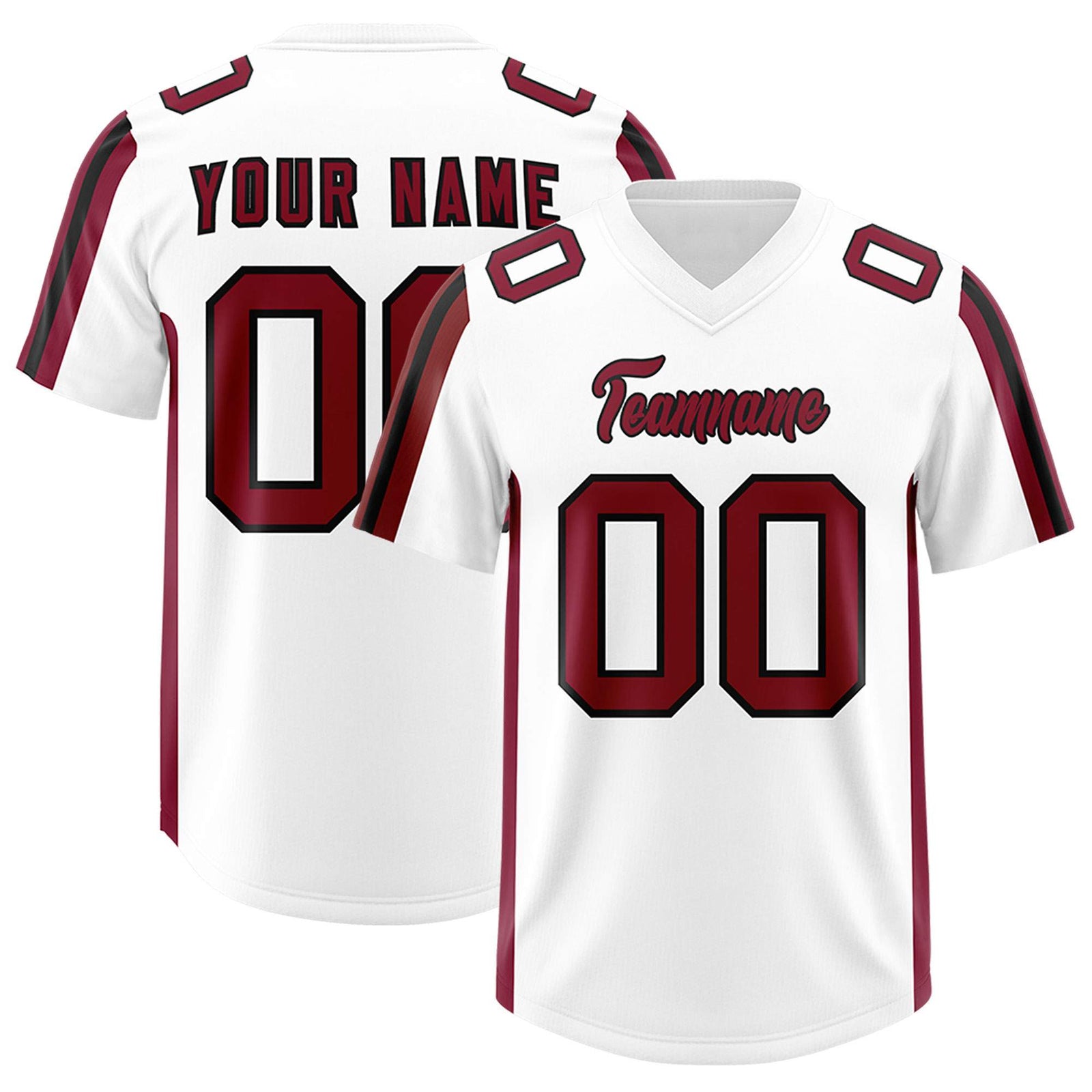 Custom White Cardinal and Black Side Stripe Pattern Authentic Football Jersey