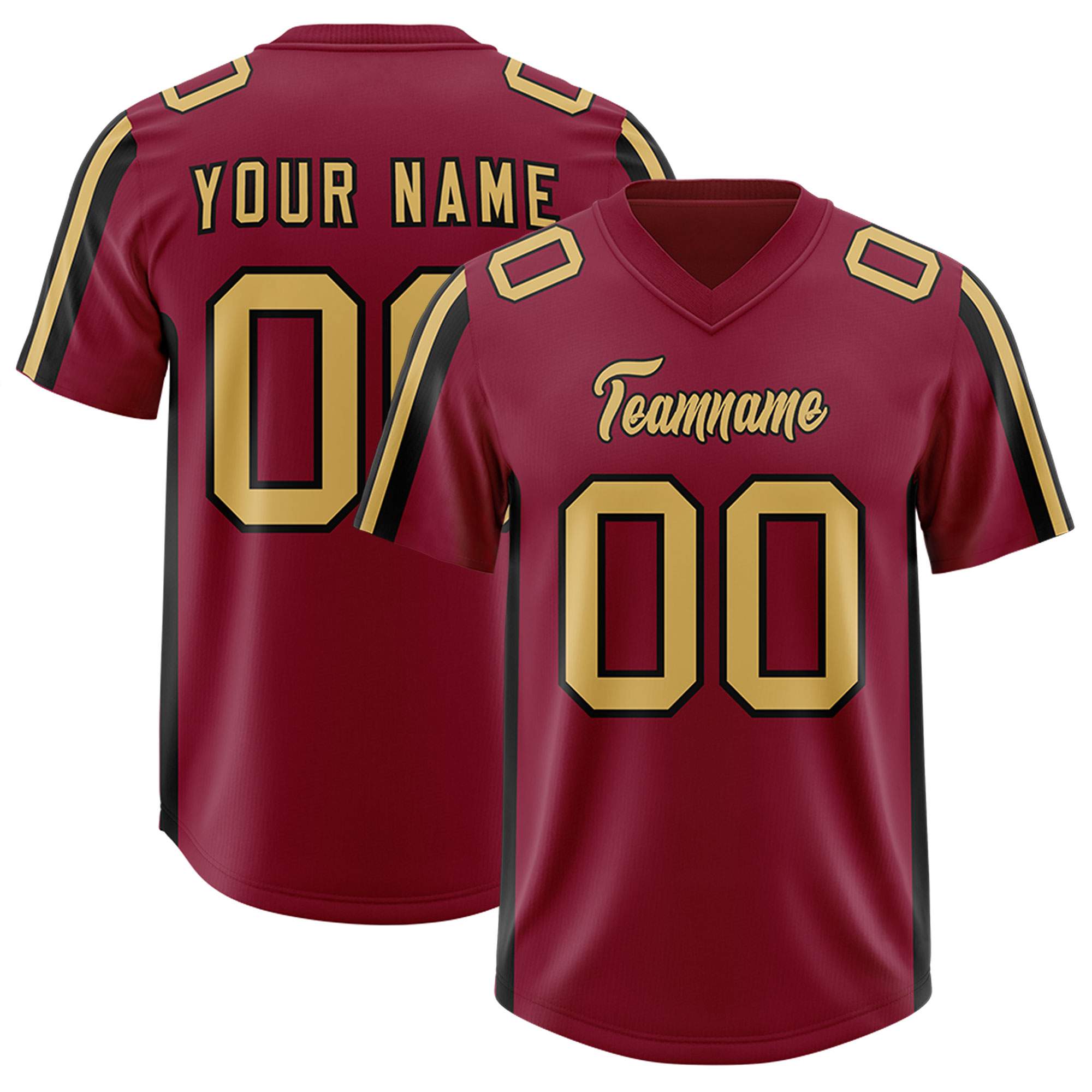 Custom Cardinal Black and White Side Stripe Pattern Authentic Football Jersey