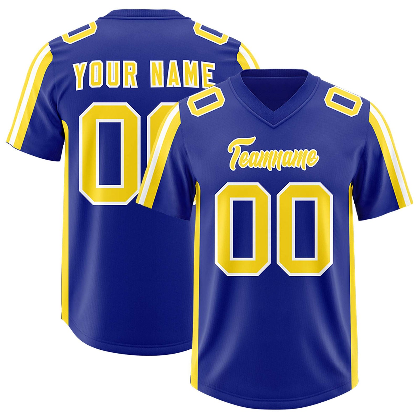Custom Royal Gold and White Side Stripe Pattern Authentic Football Jersey