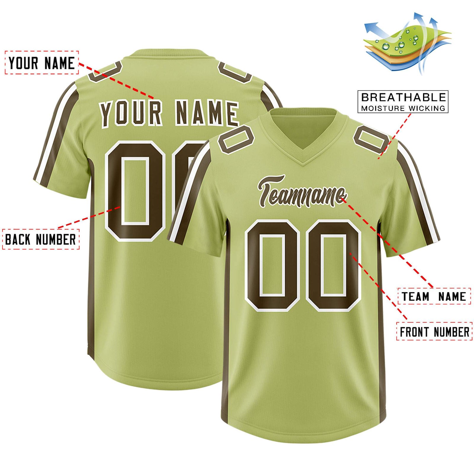 Custom Champagne Olive and White Side Stripe Pattern Authentic Football Jersey