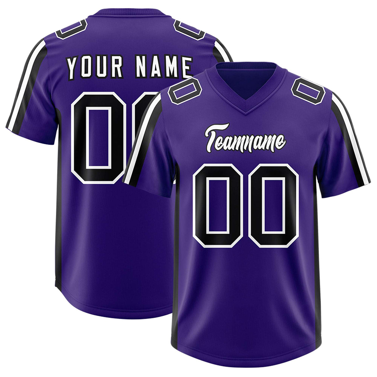 Custom Purple Black and White Side Stripe Pattern Authentic Football Jersey