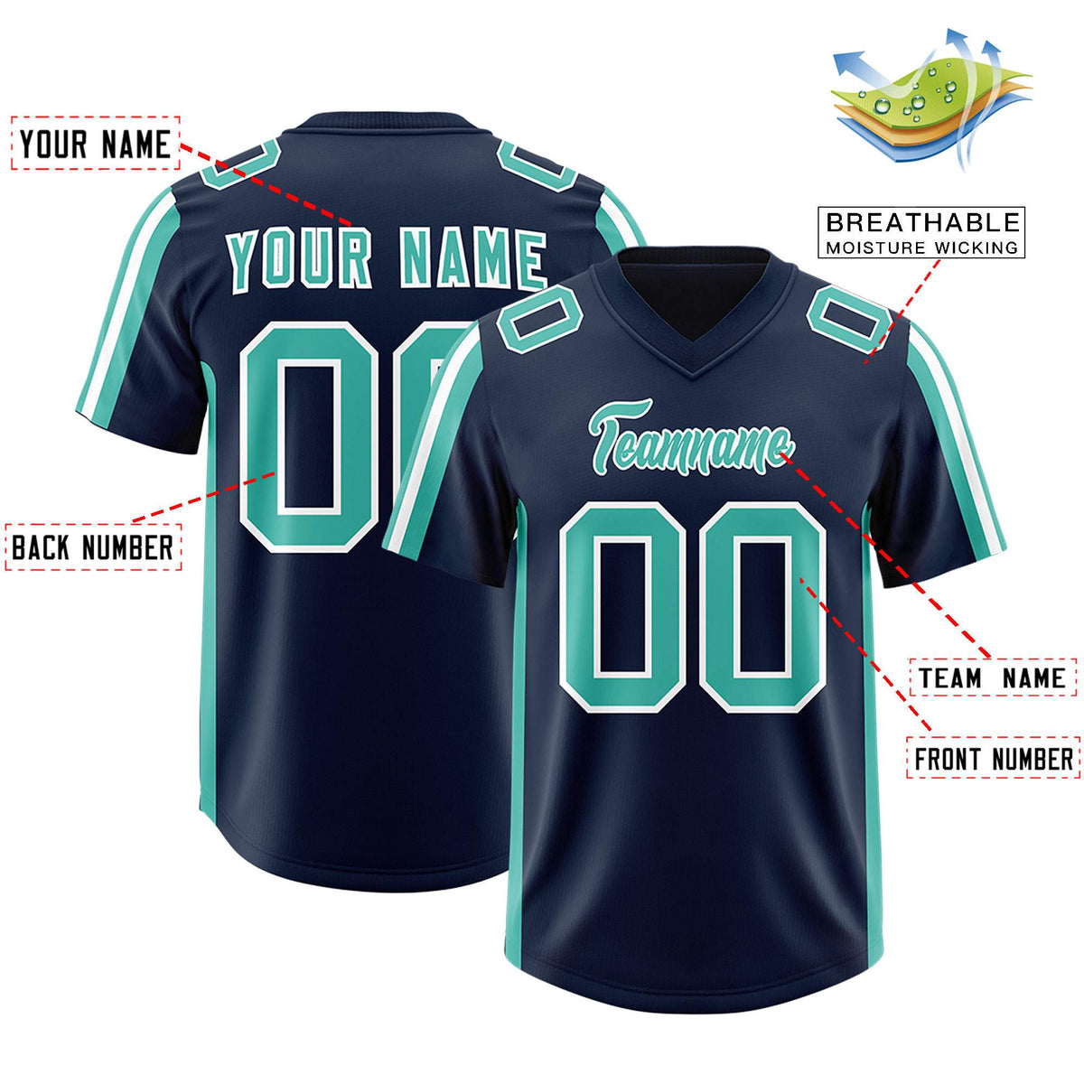 Custom Navy Bright Green and White Side Stripe Pattern Authentic Football Jersey