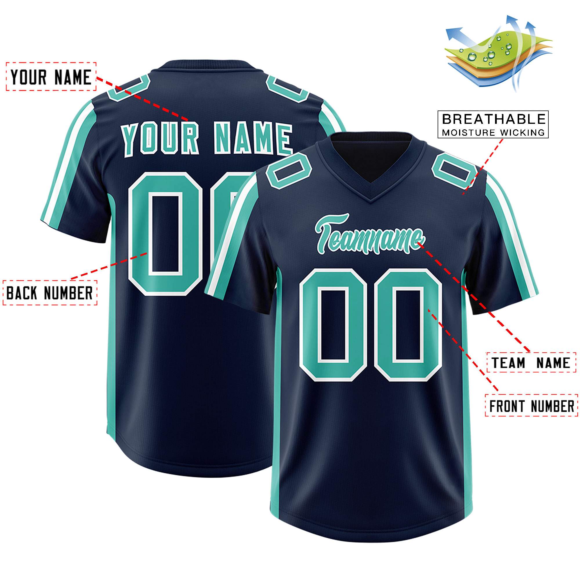 Custom Navy Bright Green and White Side Stripe Pattern Authentic Football Jersey