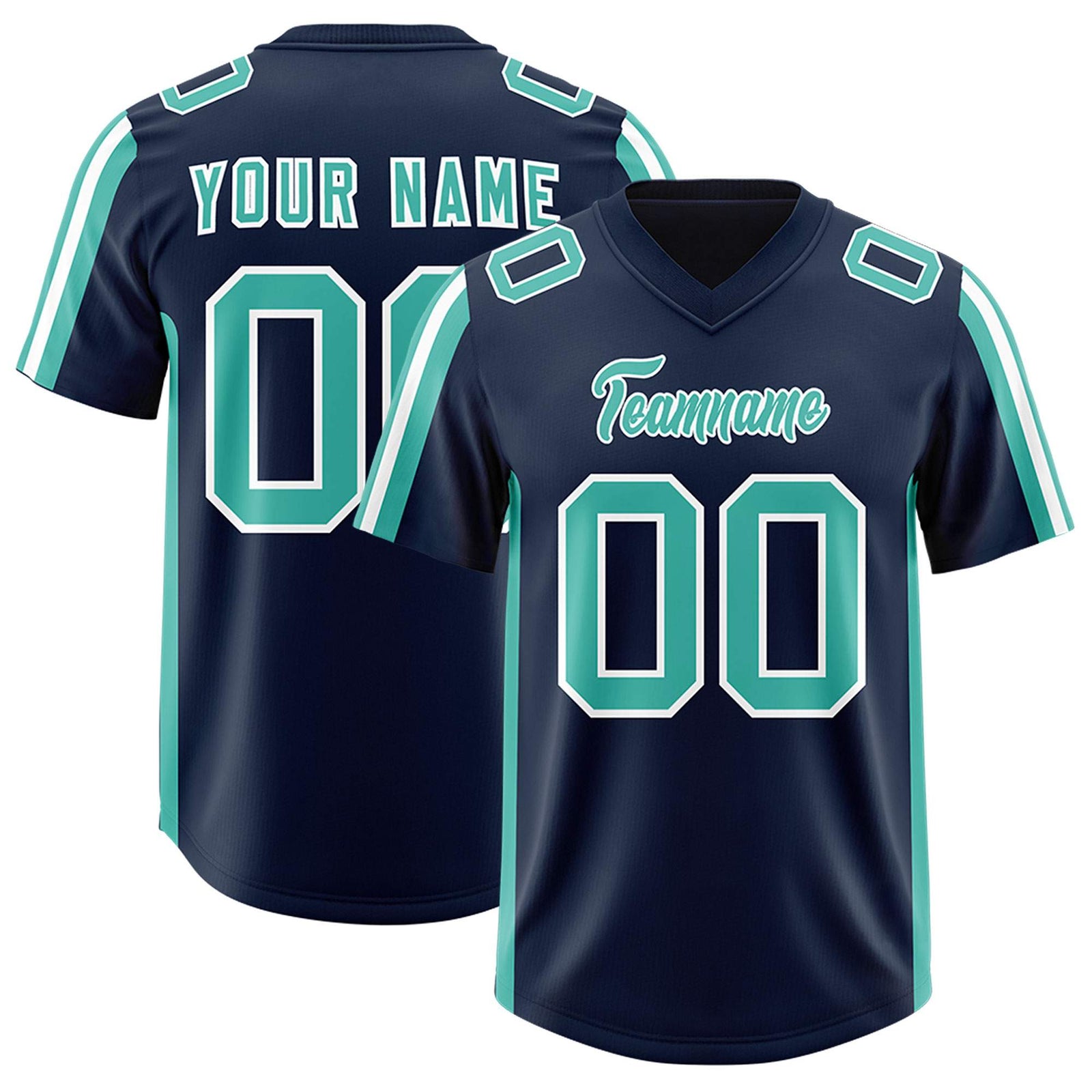 Custom Navy Bright Green and White Side Stripe Pattern Authentic Football Jersey