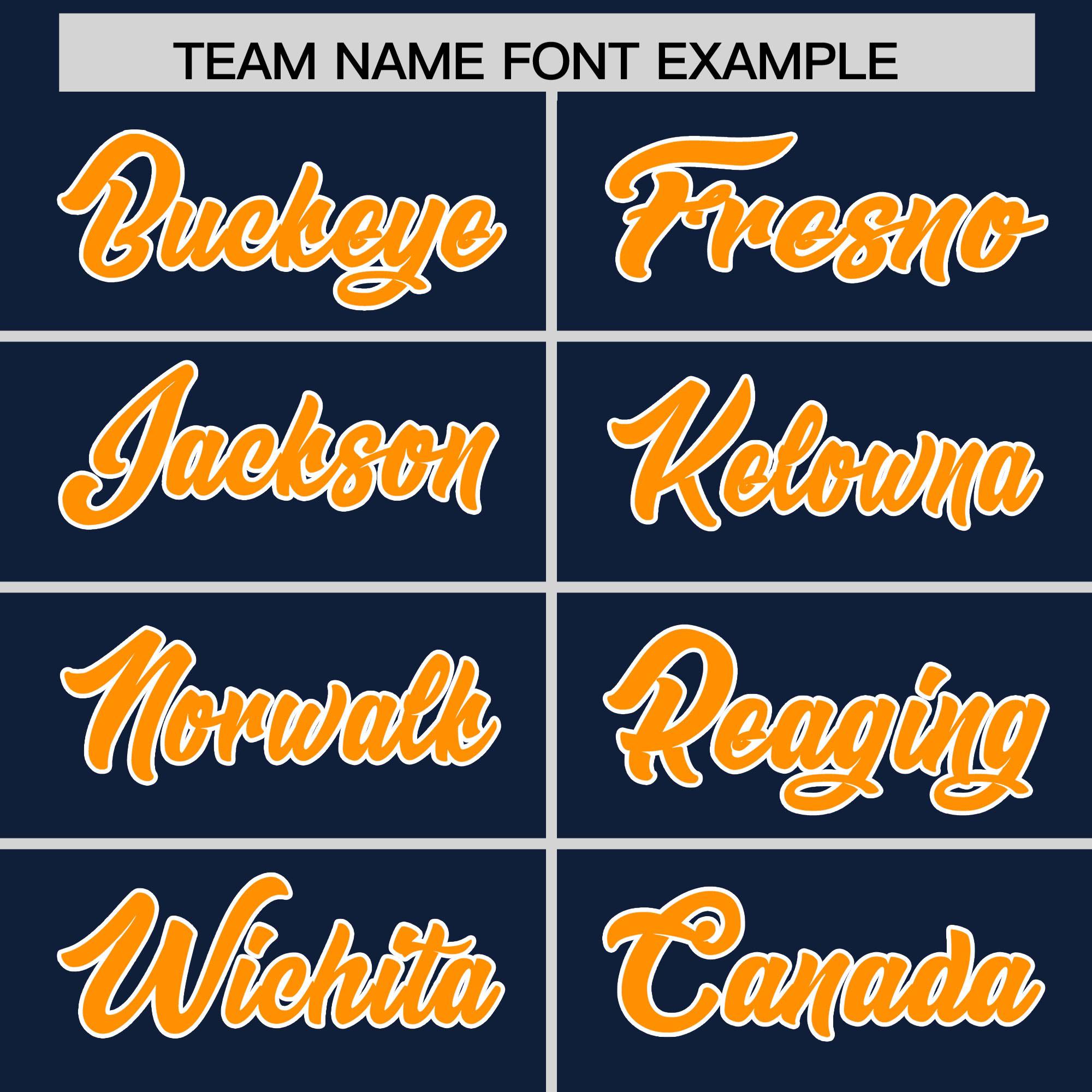 Custom Navy Orange and White Side Stripe Pattern Authentic Football Jersey