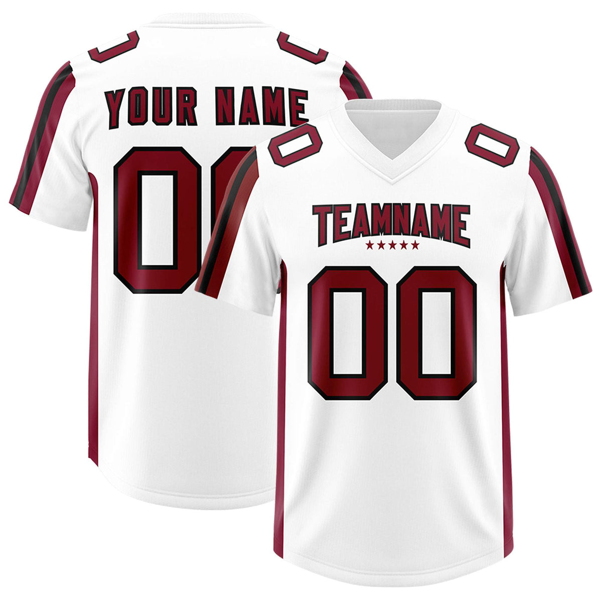 Custom White Cardinal and Black Side Stripe Pattern Authentic Football Jersey