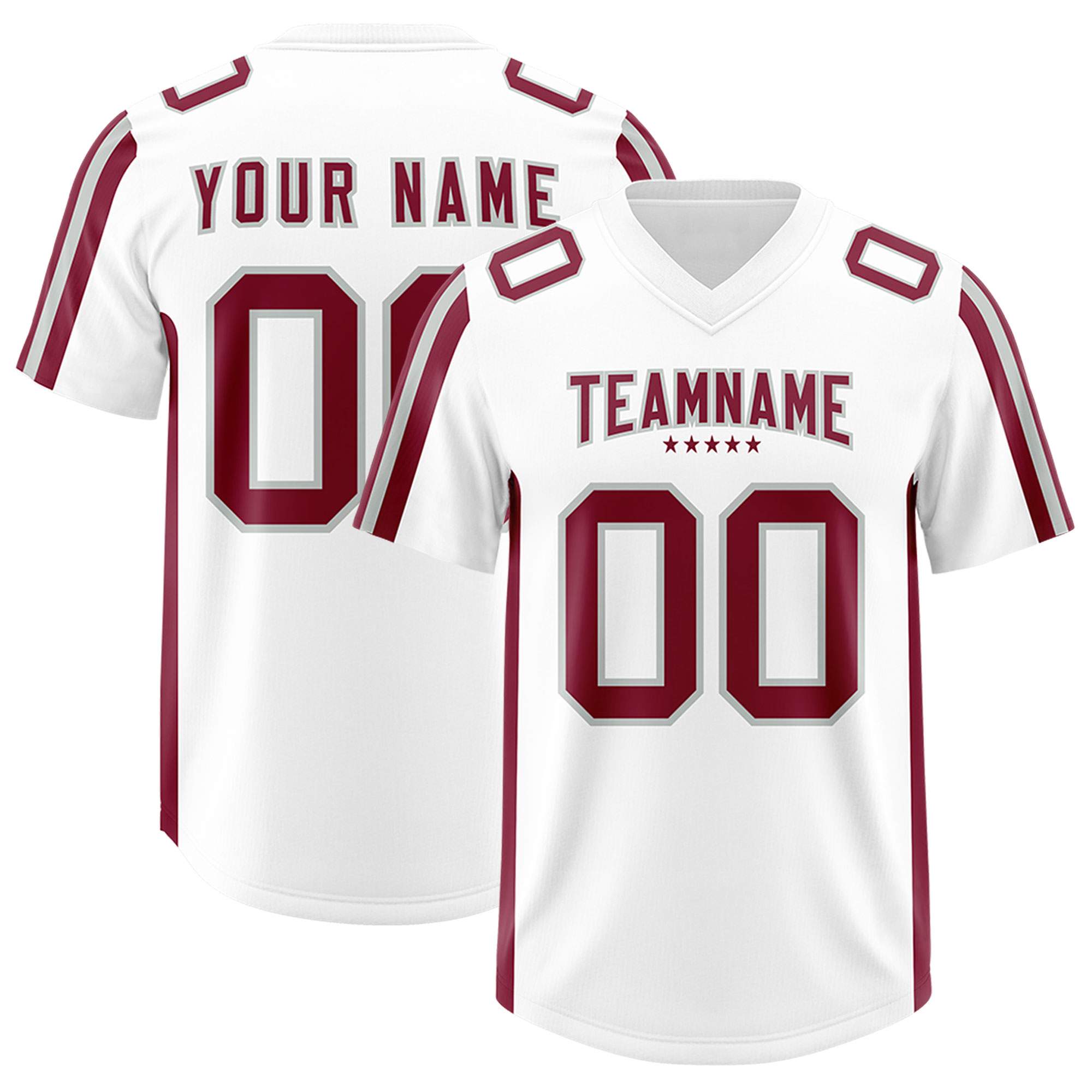 Custom White Crimson and Gray Side Stripe Pattern Authentic Football Jersey