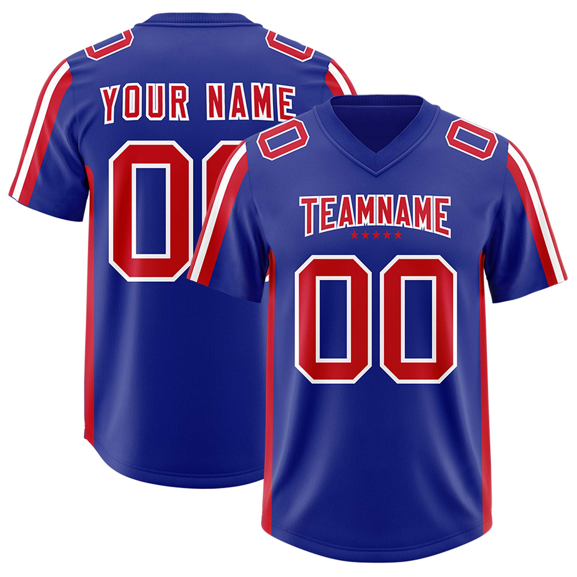 Custom Royal Red and White Side Stripe Pattern Authentic Football Jersey