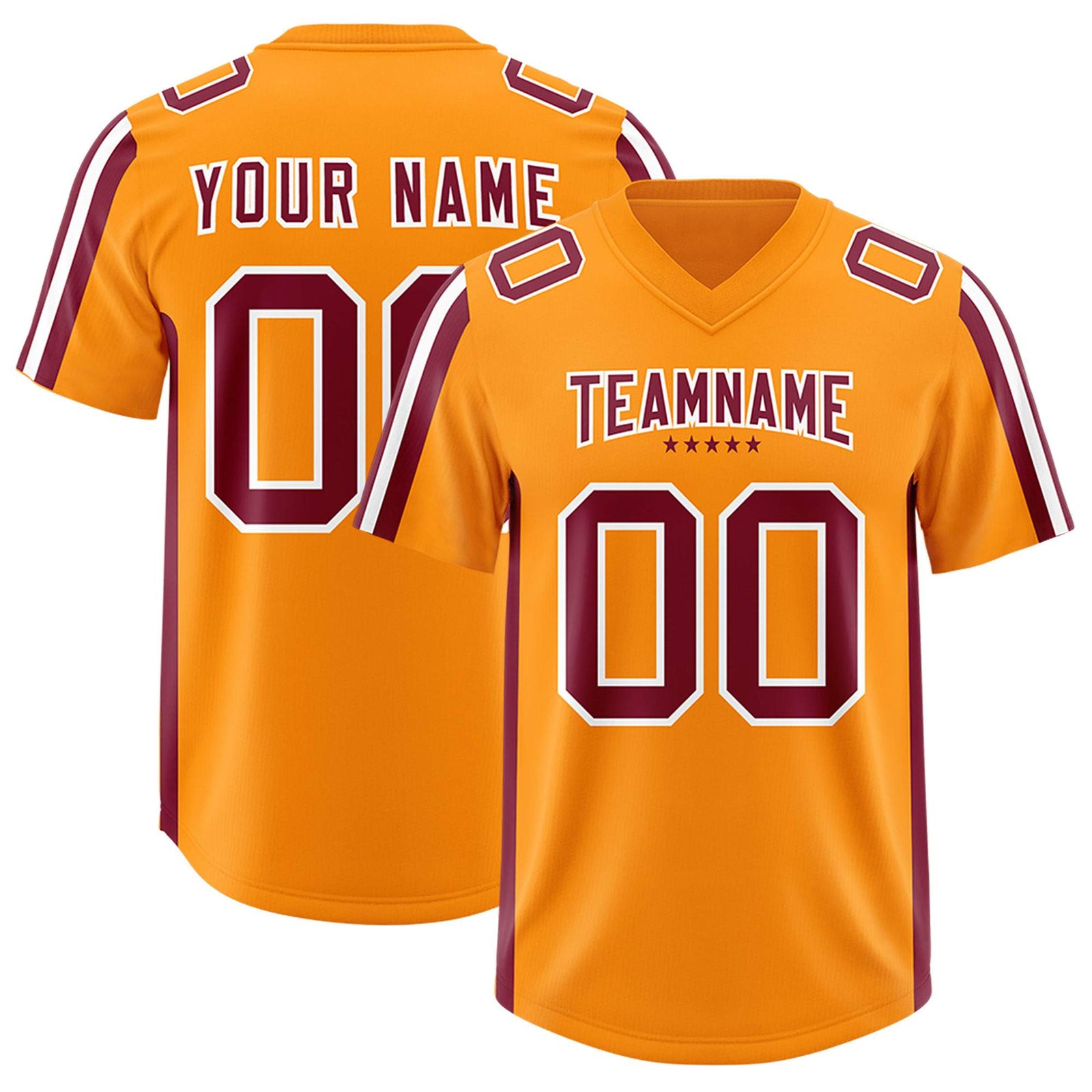 Custom Orange Crimson and White Side Stripe Pattern Authentic Football Jersey