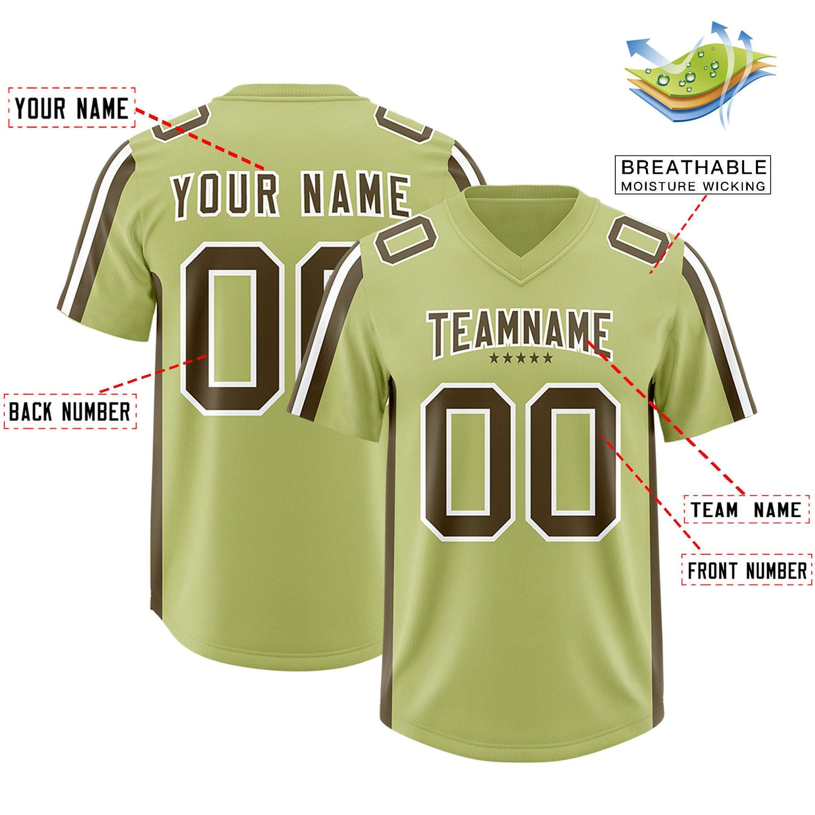 Custom Champagne Olive and White Side Stripe Pattern Authentic Football Jersey