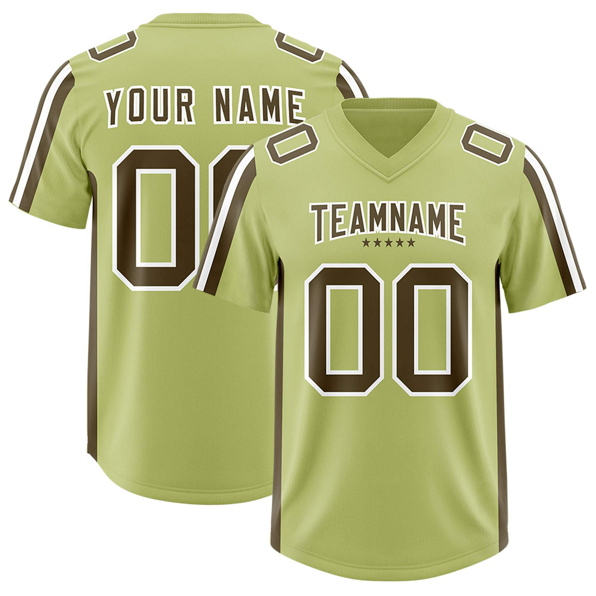 Custom Champagne Olive and White Side Stripe Pattern Authentic Football Jersey