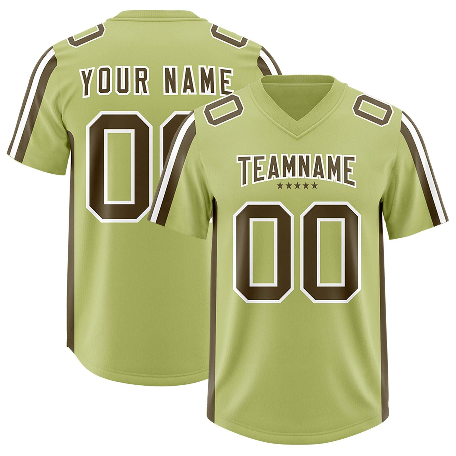 Custom Champagne Olive and White Side Stripe Pattern Authentic Football Jersey