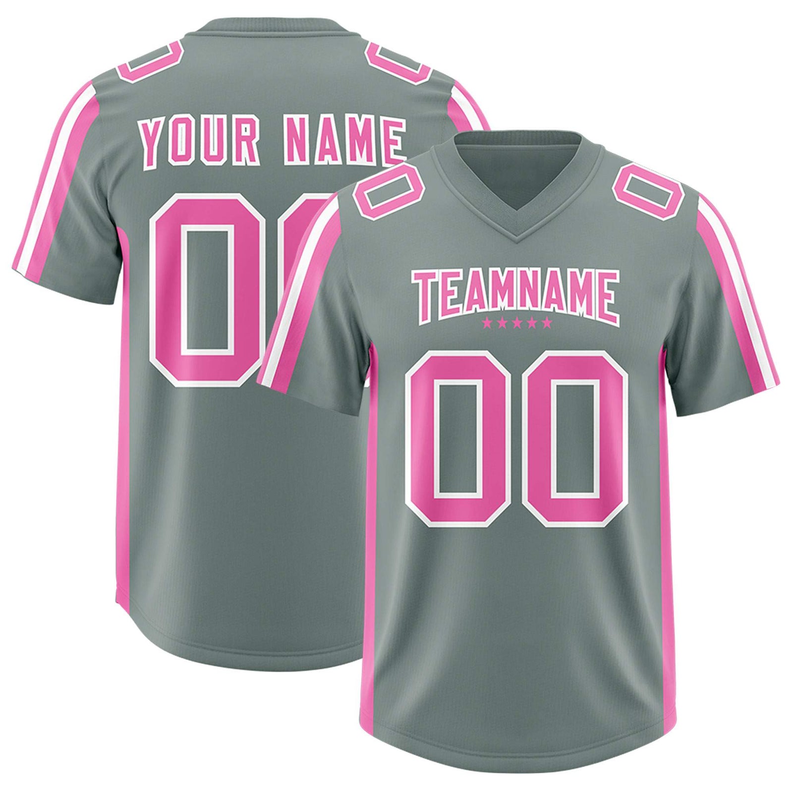 Custom Grey Pink and White Side Stripe Pattern Authentic Football Jersey