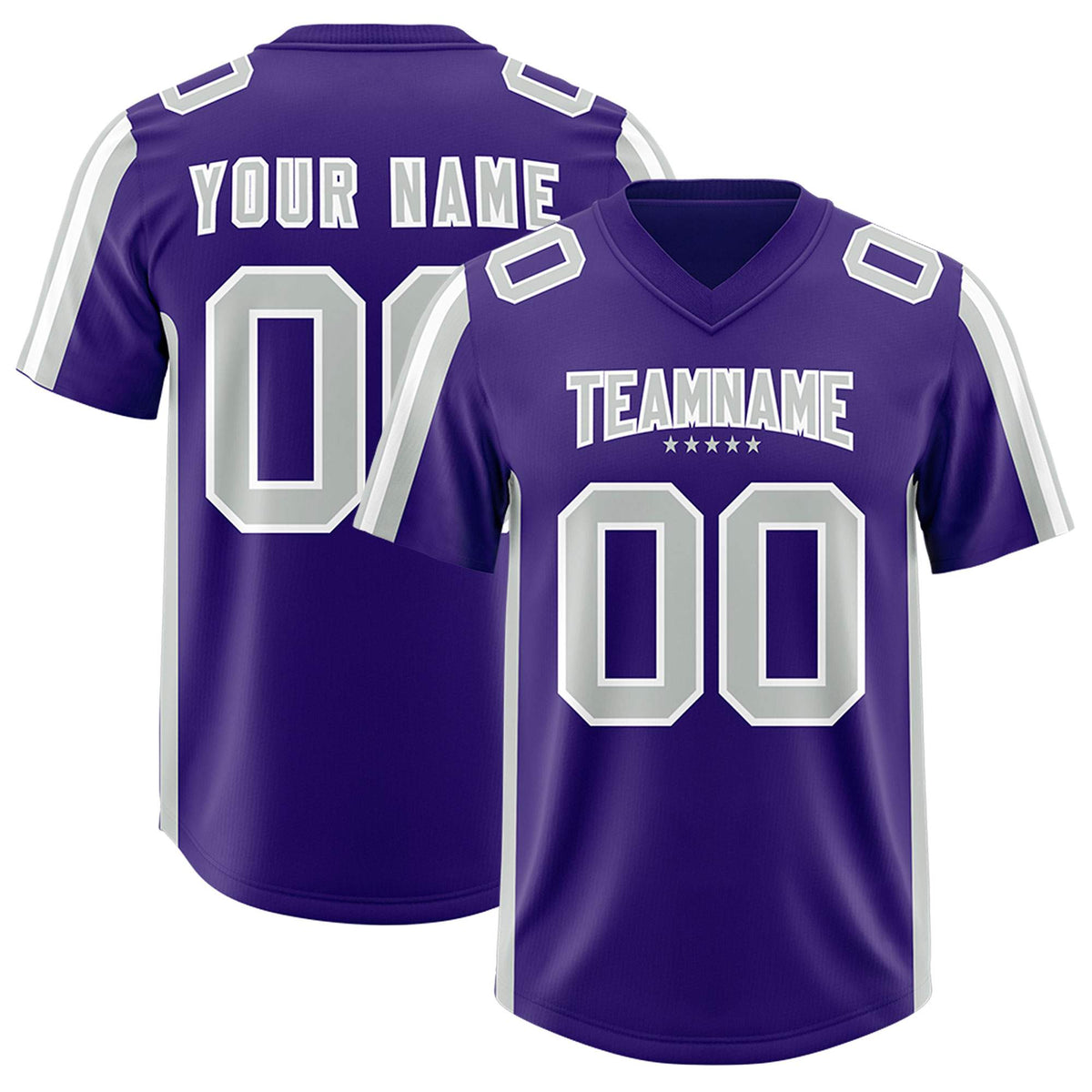 Custom Purple Gray and White Side Stripe Pattern Authentic Football Jersey