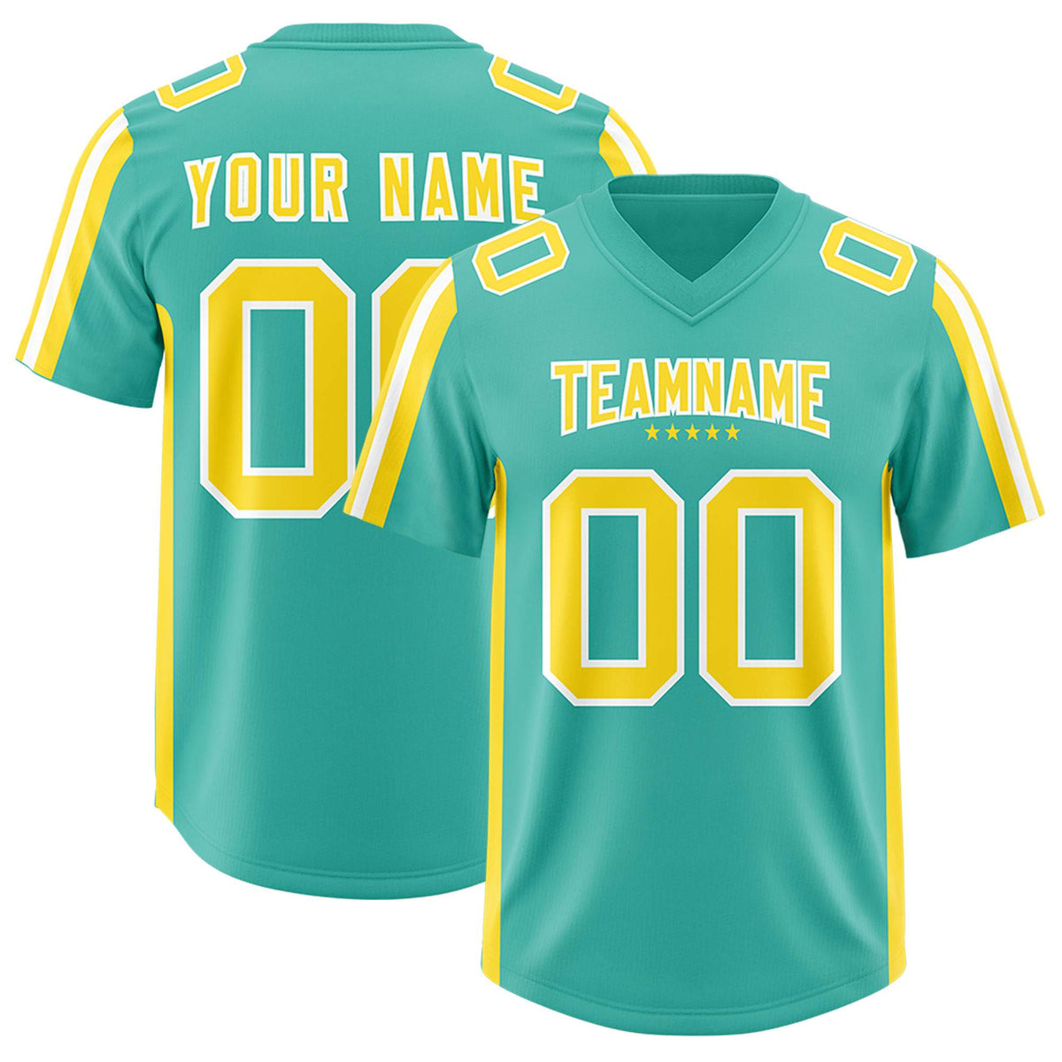 Custom Bright Green Gold and White Side Stripe Pattern Authentic Football Jersey