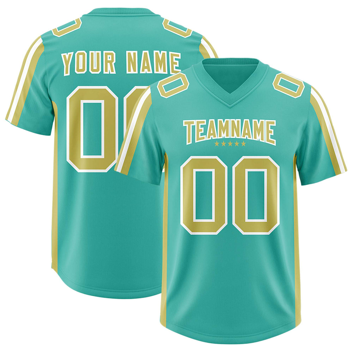 Custom Bright Green Champagne and White Side Stripe Pattern Authentic Football Jersey