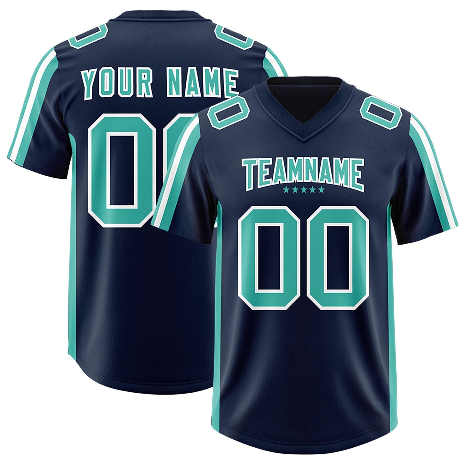 Custom Navy Bright Green and White Side Stripe Pattern Authentic Football Jersey