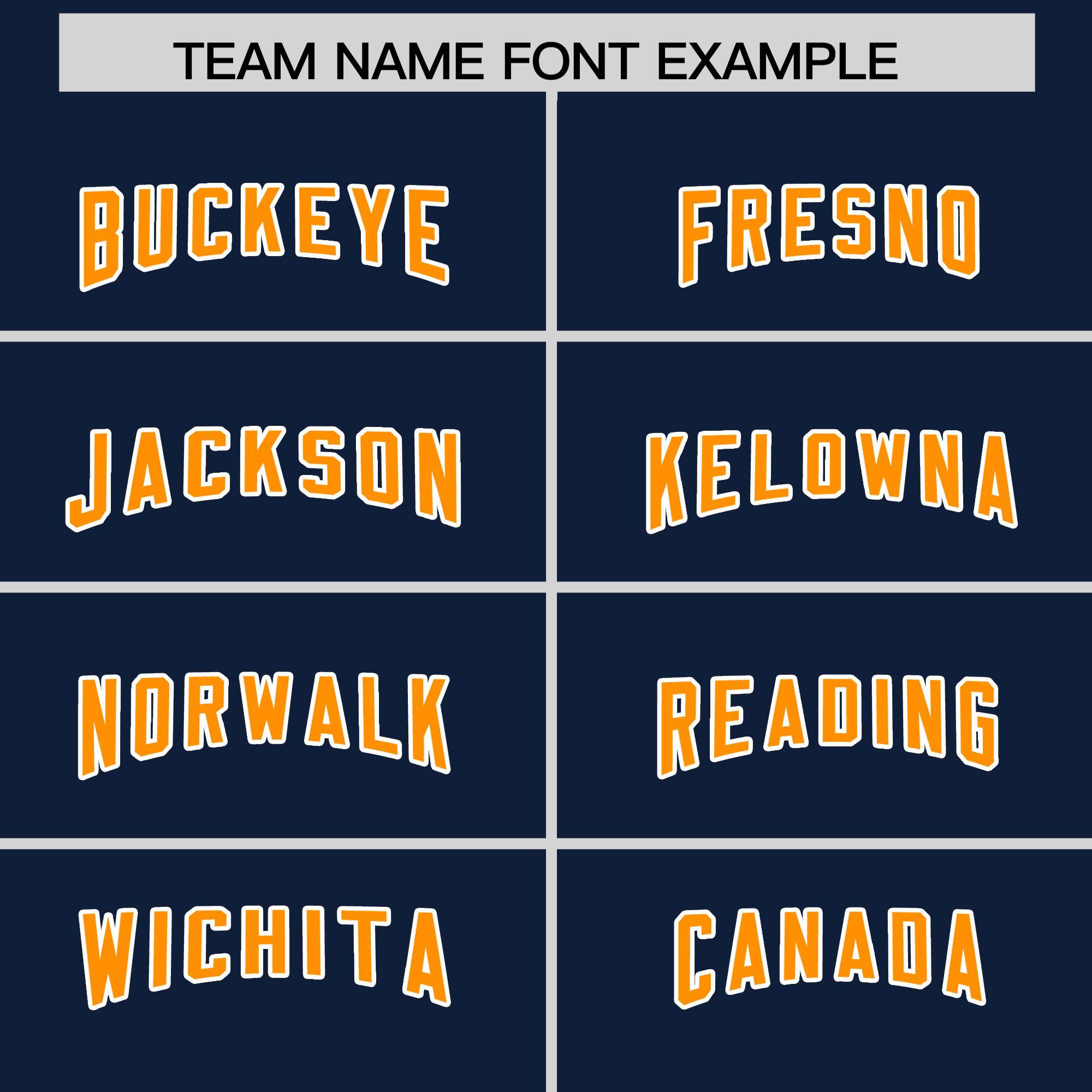 Custom Navy Orange and White Side Stripe Pattern Authentic Football Jersey