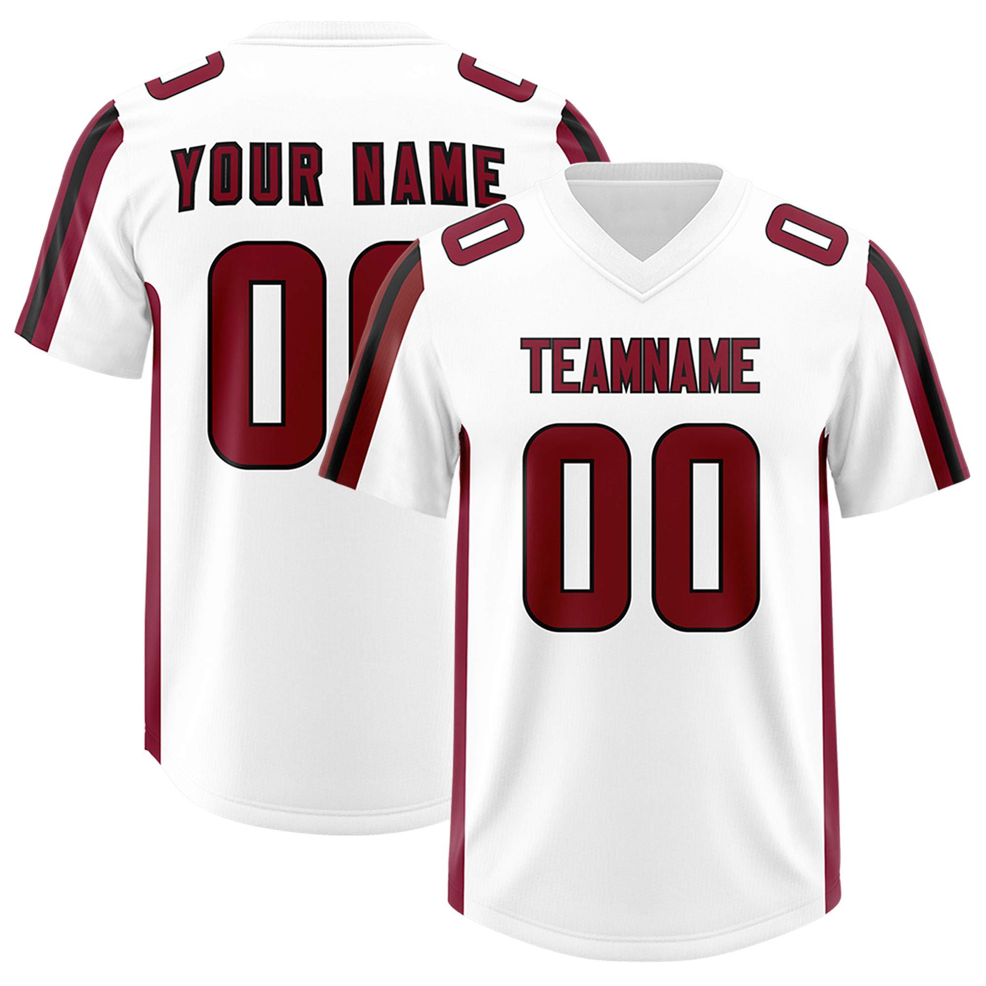 Custom White Cardinal and Black Side Stripe Pattern Authentic Football Jersey