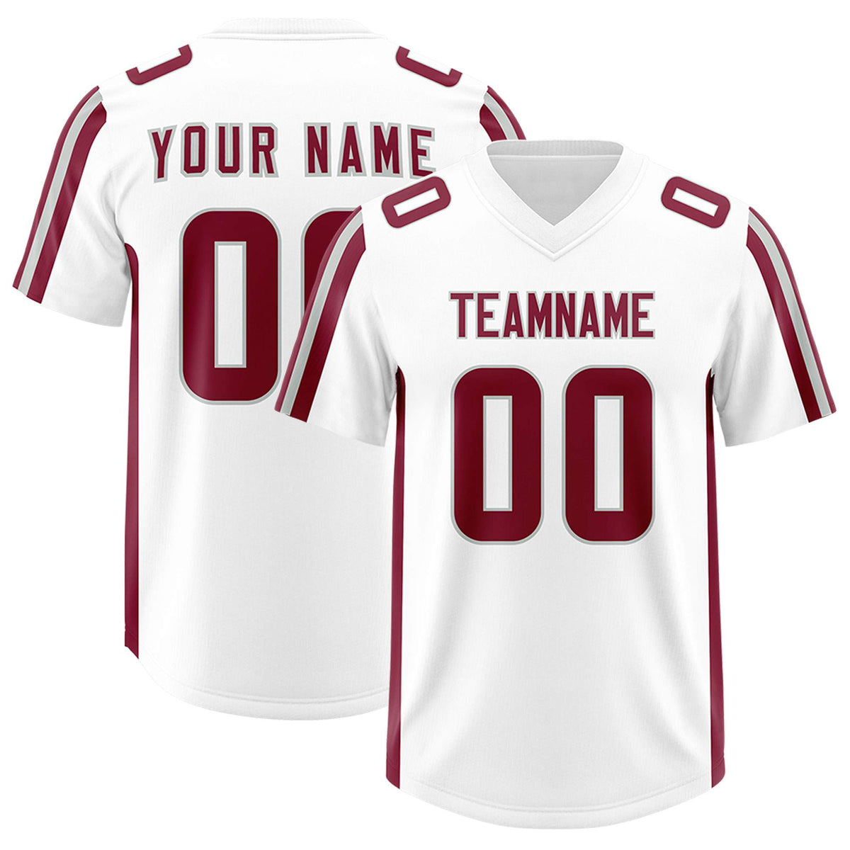 Custom White Crimson and Gray Side Stripe Pattern Authentic Football Jersey