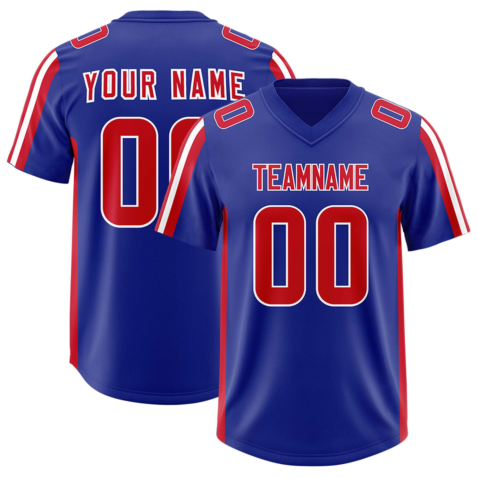Custom Royal Red and White Side Stripe Pattern Authentic Football Jersey