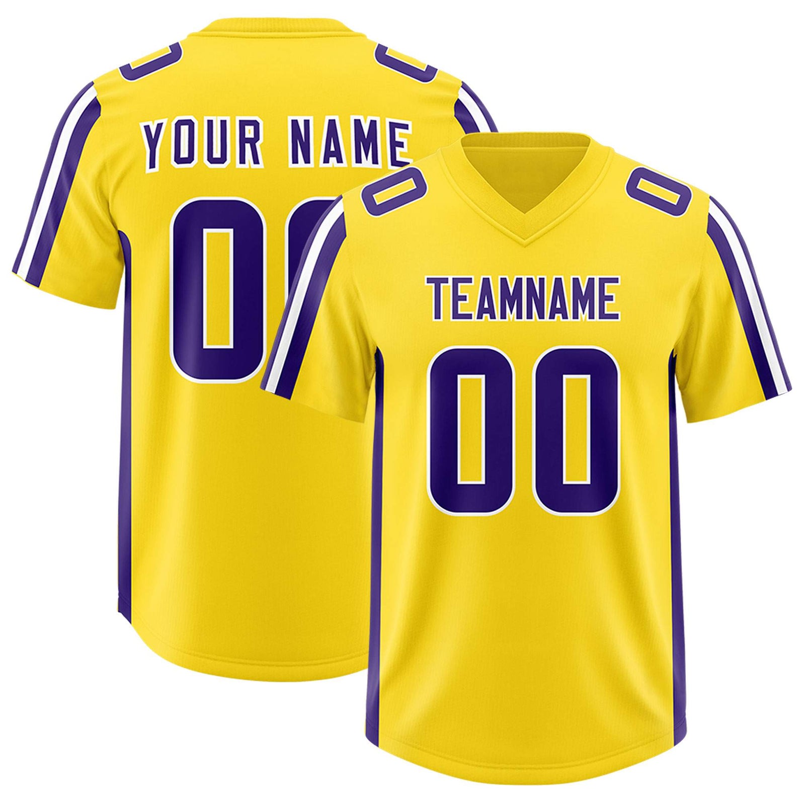 Custom Gold Purple and White Side Stripe Pattern Authentic Football Jersey