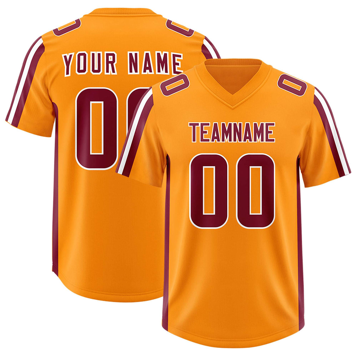 Custom Orange Crimson and White Side Stripe Pattern Authentic Football Jersey