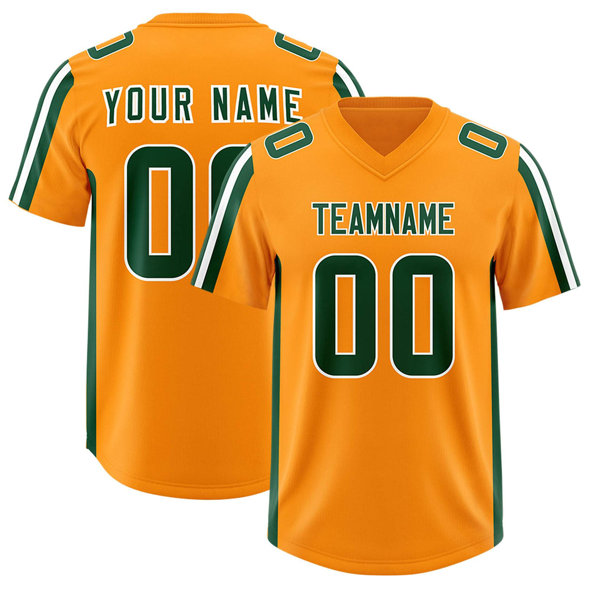 Custom Orange Green and White Side Stripe Pattern Authentic Football Jersey
