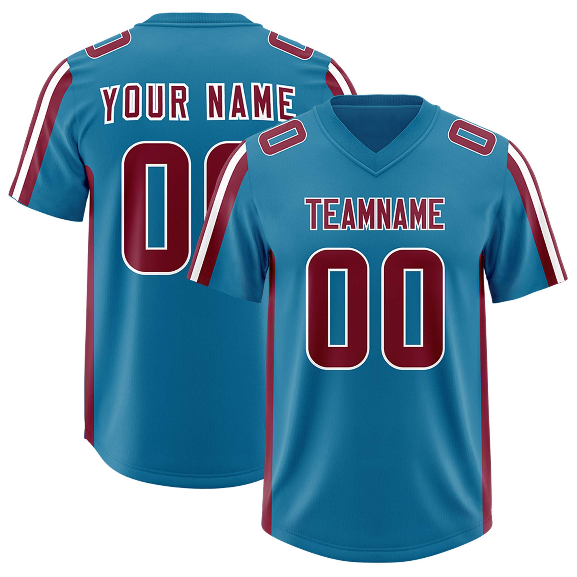 Custom Royal Cardinal and White Side Stripe Pattern Authentic Football Jersey