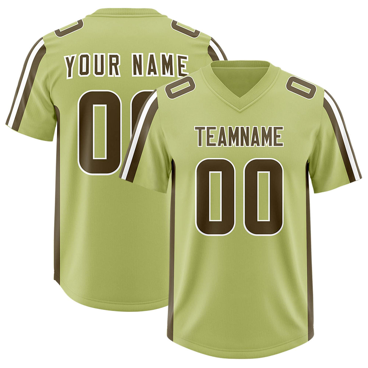 Custom Champagne Olive and White Side Stripe Pattern Authentic Football Jersey