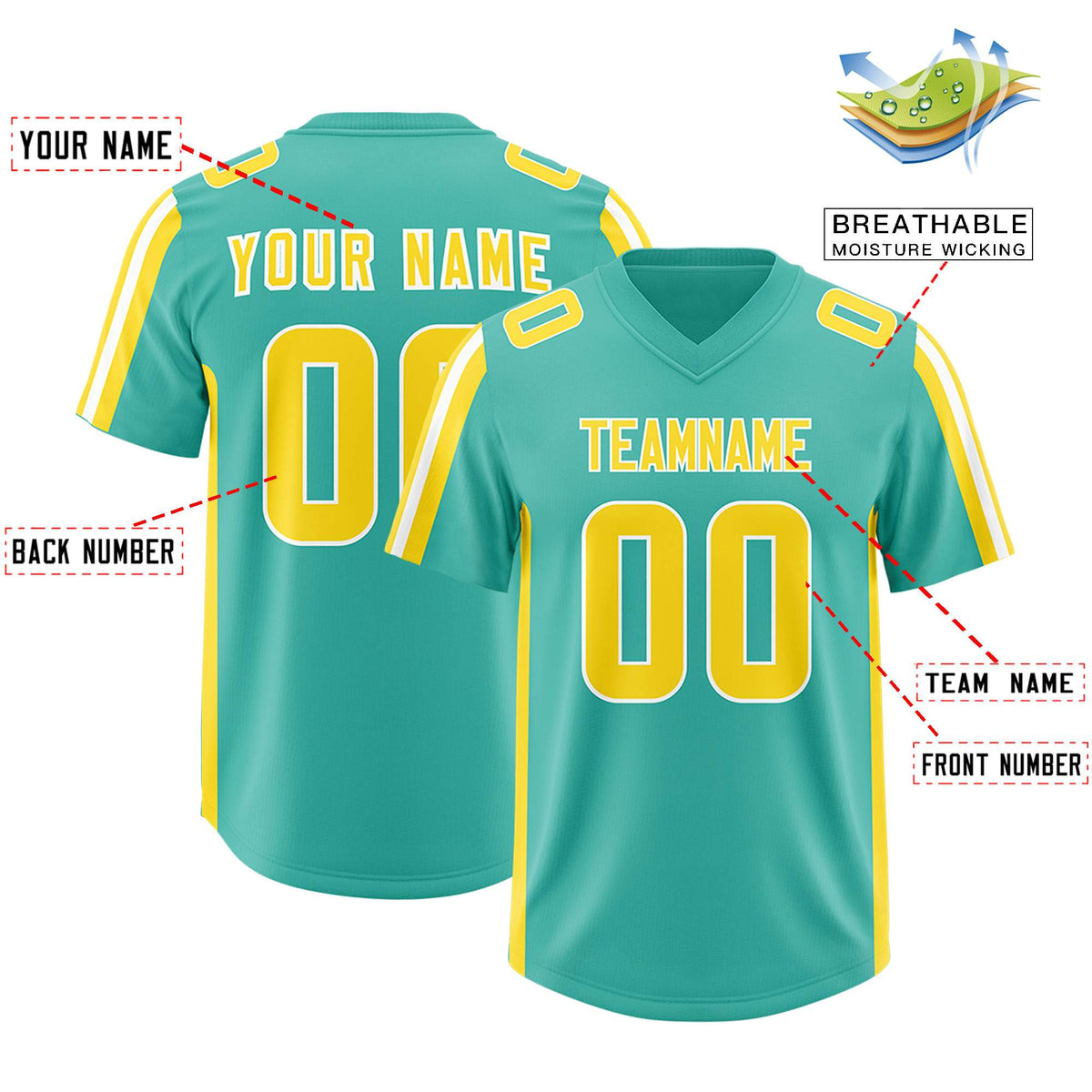 Custom Bright Green Gold and White Side Stripe Pattern Authentic Football Jersey