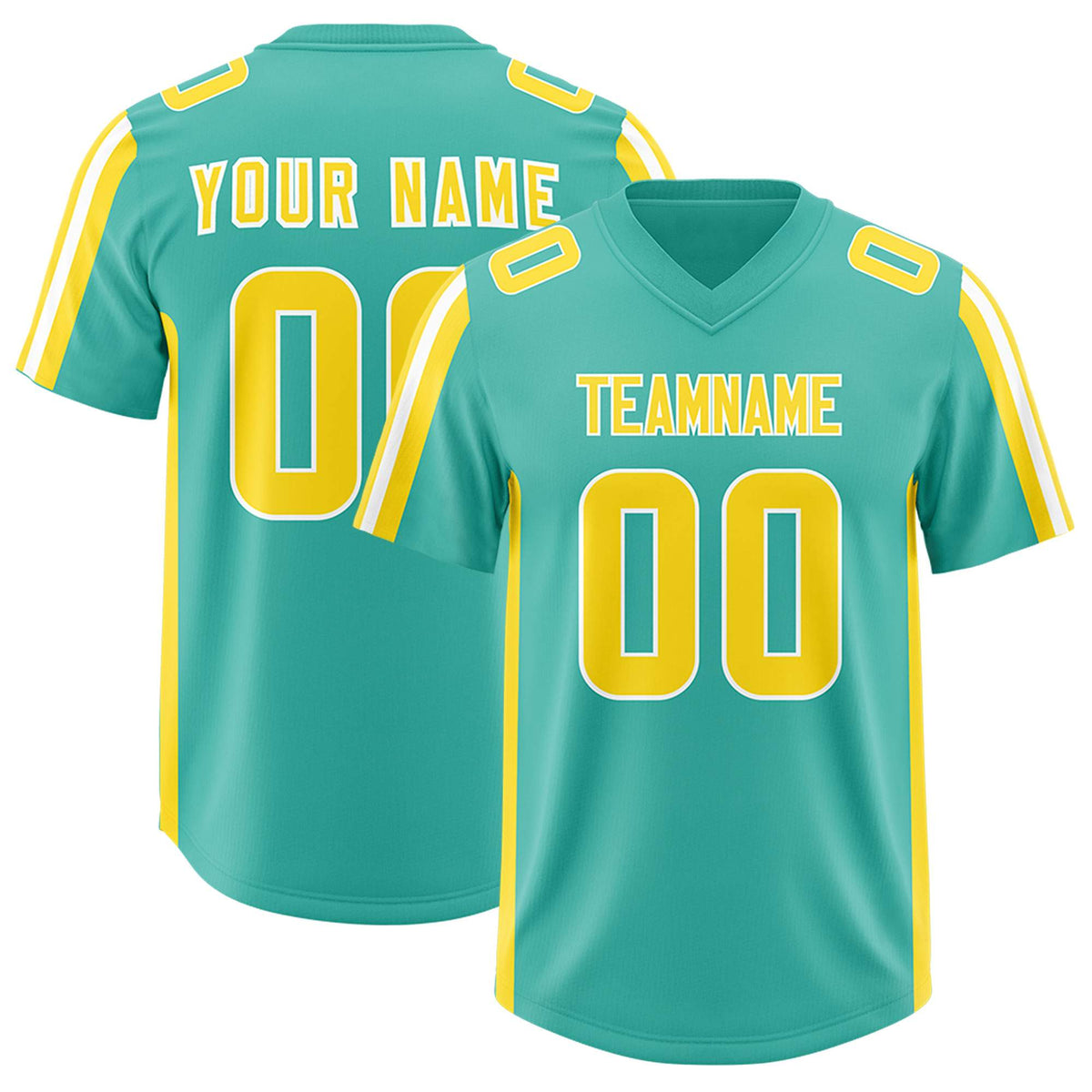 Custom Bright Green Gold and White Side Stripe Pattern Authentic Football Jersey