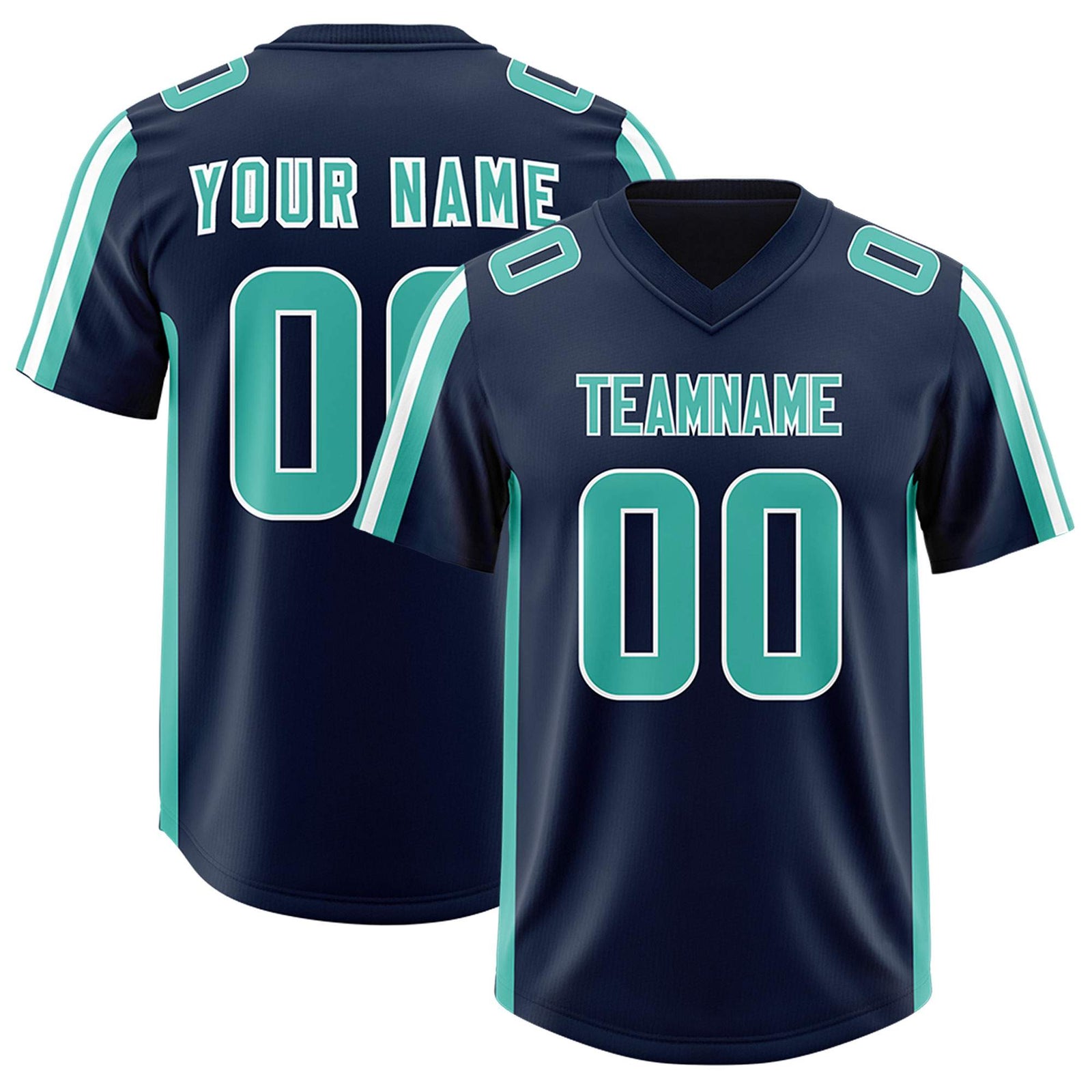 Custom Navy Bright Green and White Side Stripe Pattern Authentic Football Jersey
