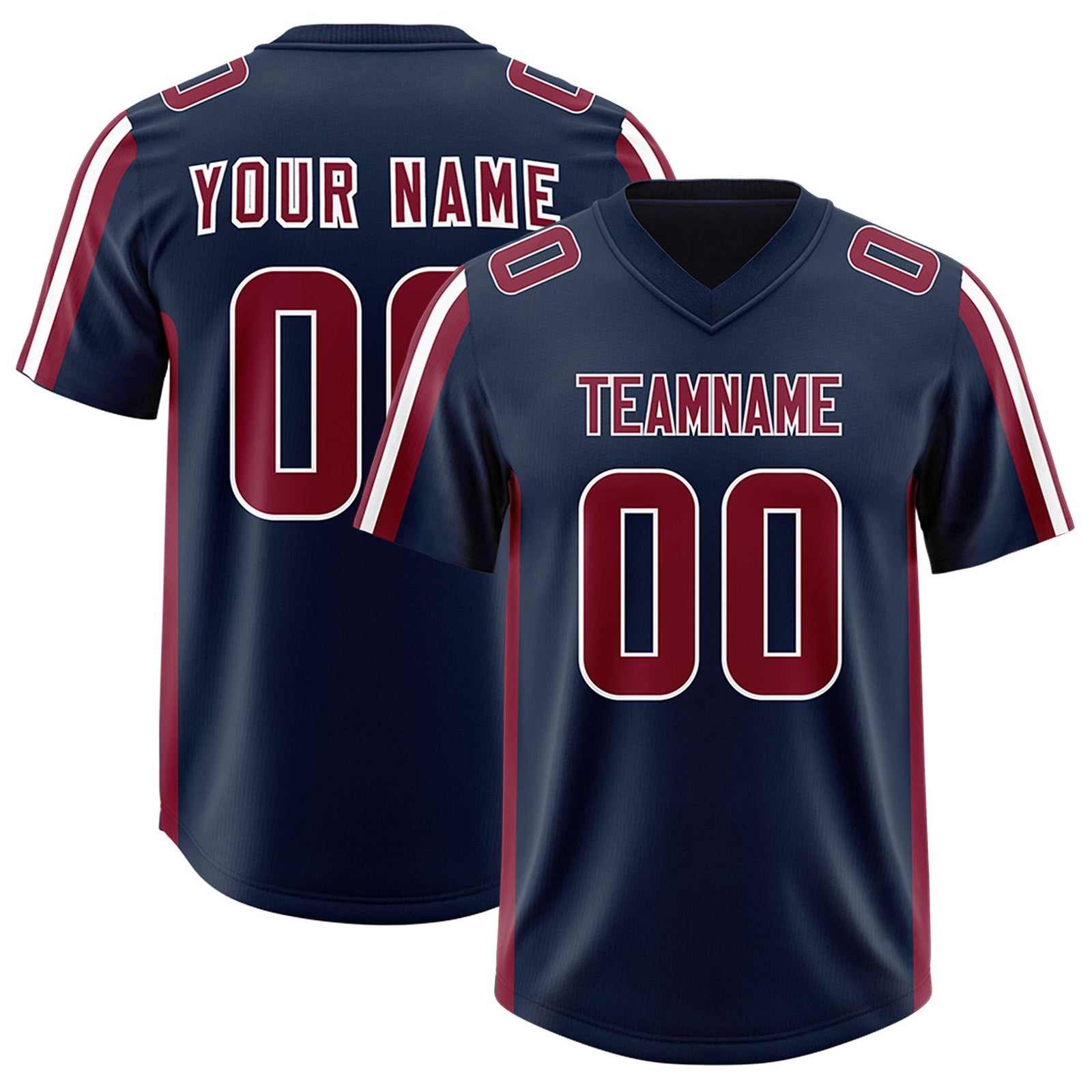 Custom Navy Cardinal and White Side Stripe Pattern Authentic Football Jersey