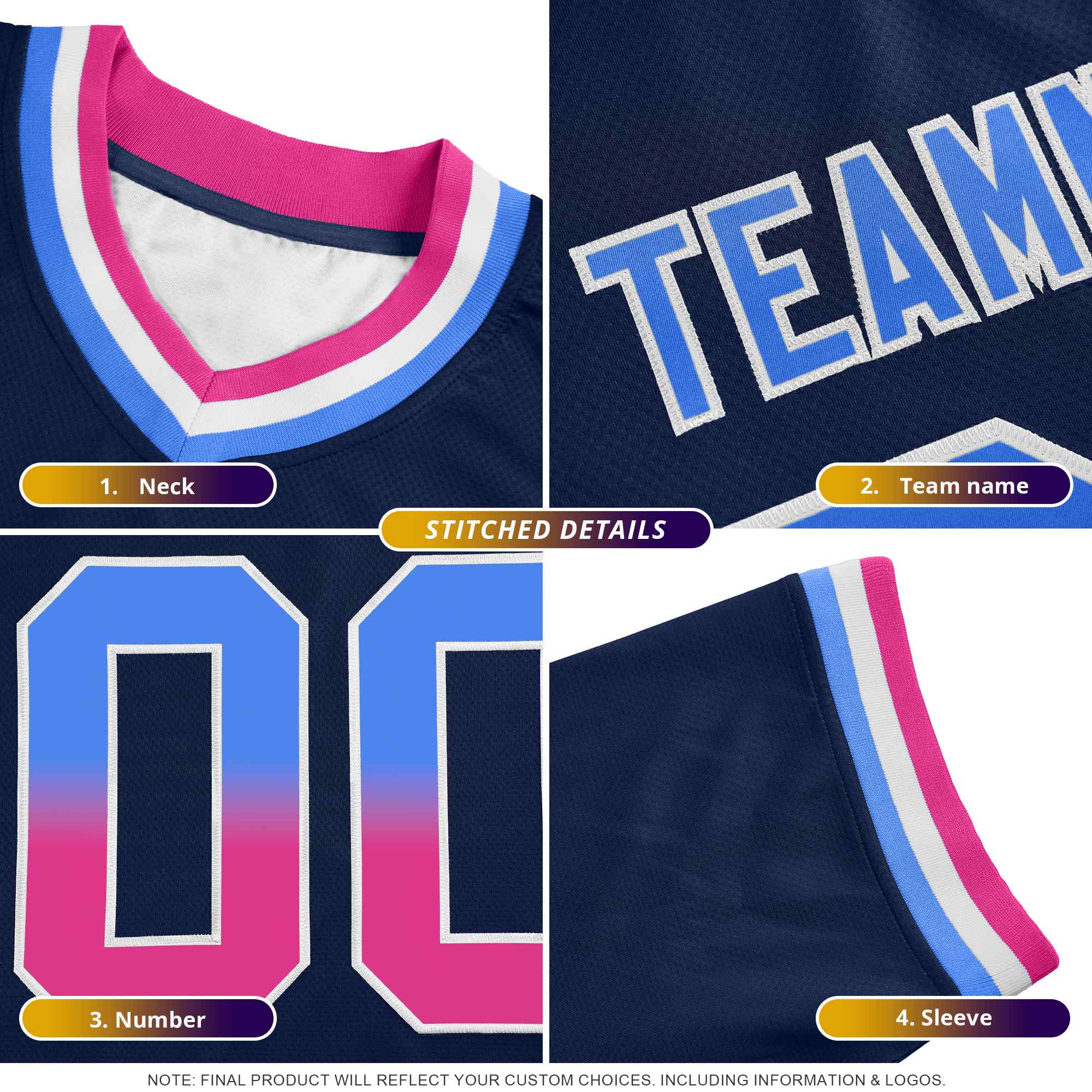 Custom Navy Neon Green and White Side Stripe Pattern Authentic Football Jersey