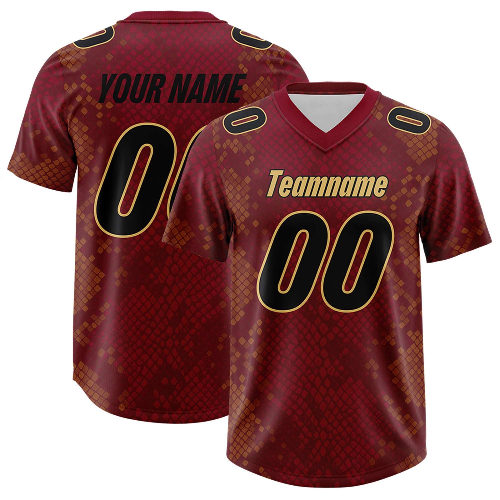 Custom Crimson Personalized Snakeskin Graffiti Pattern Authentic Football Jersey